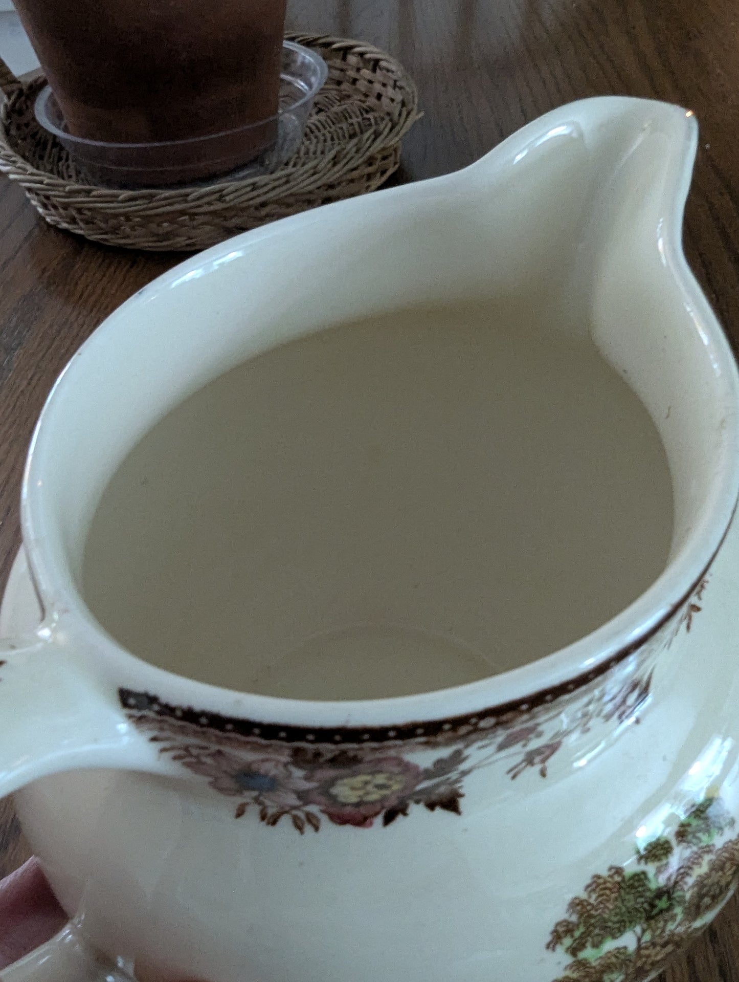English Royal Staffordshire brown transferware pitcher