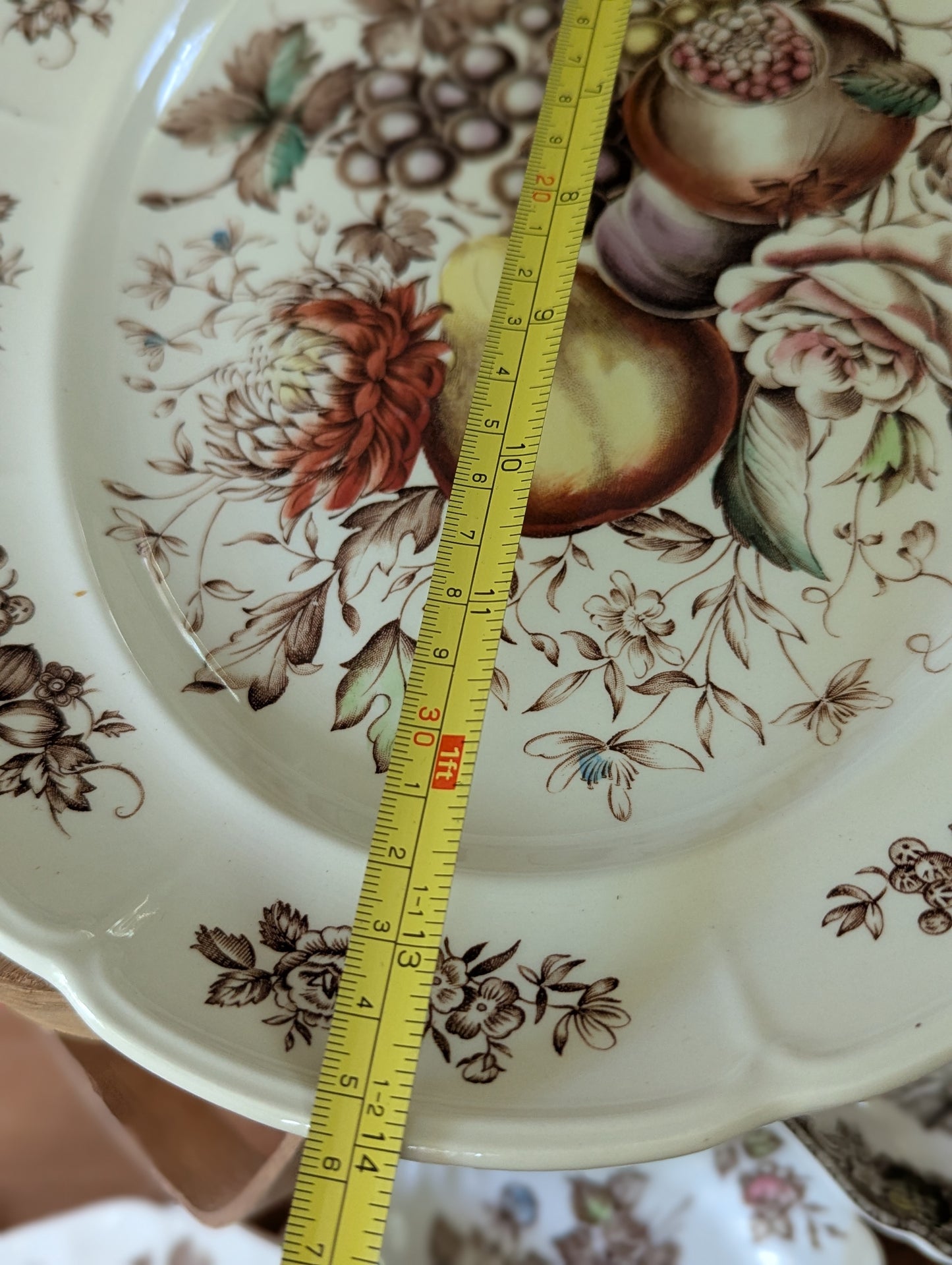 Windsor Fruit Johnson Brothers Ironstone Brown Transferware serving platter