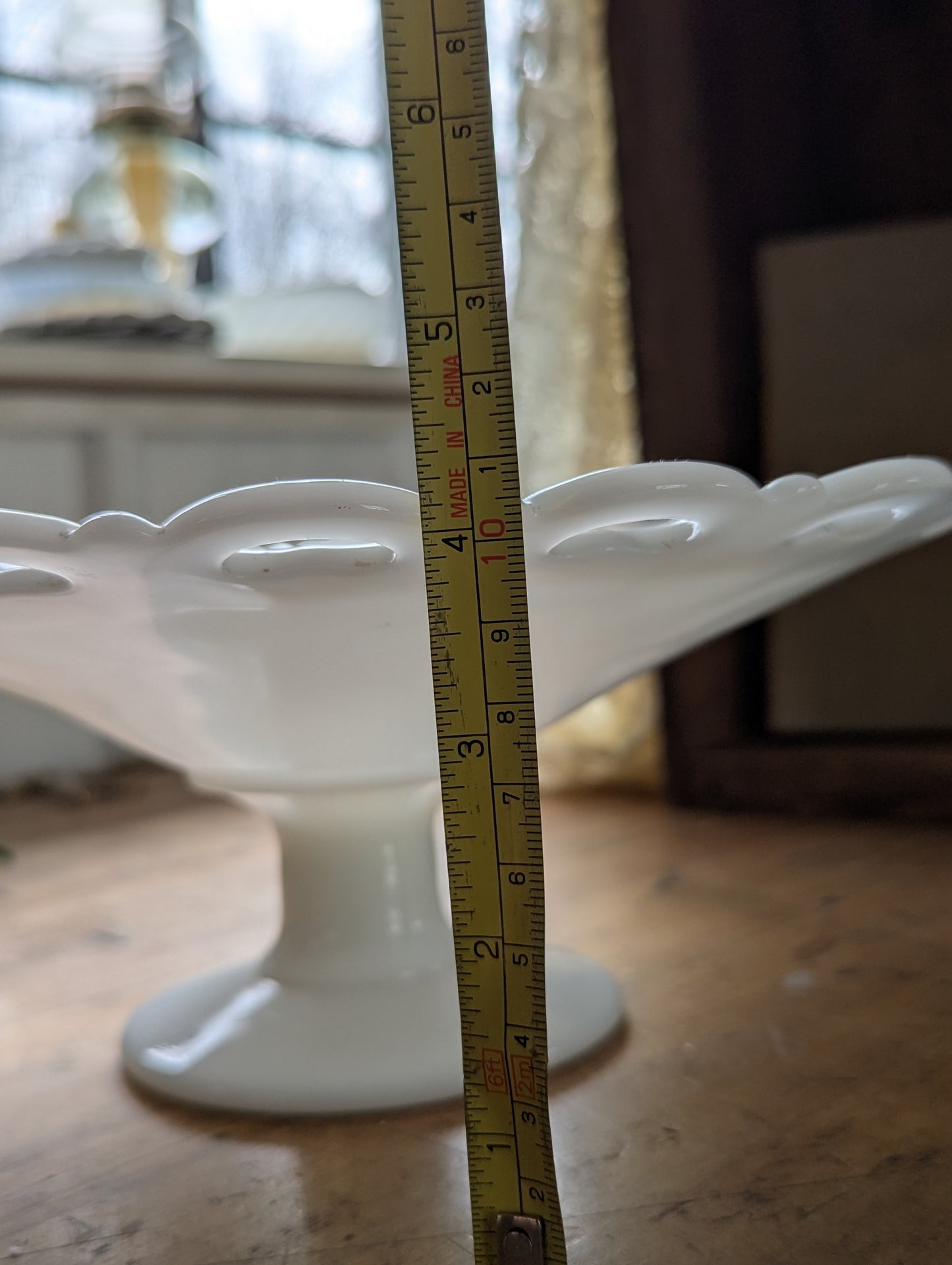 Vtg 11" Anchor Hocking Colony Milk Glass Laced Edge Pedestal Base