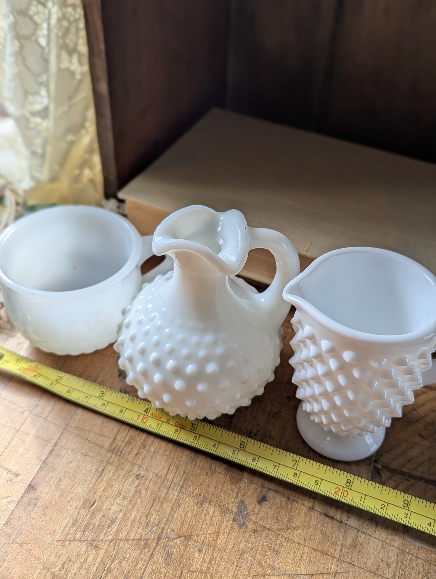 Milk glass collection of 3