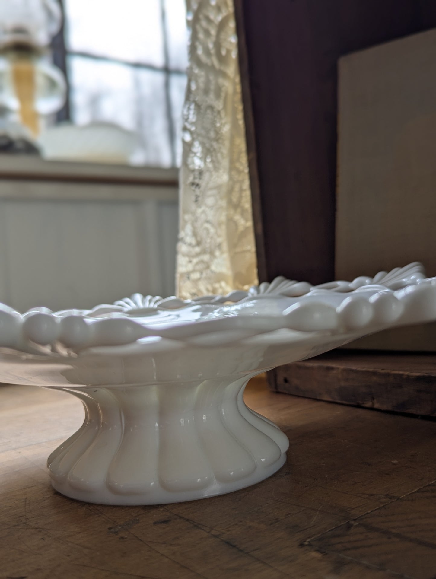 Milk glass pedestal dish
