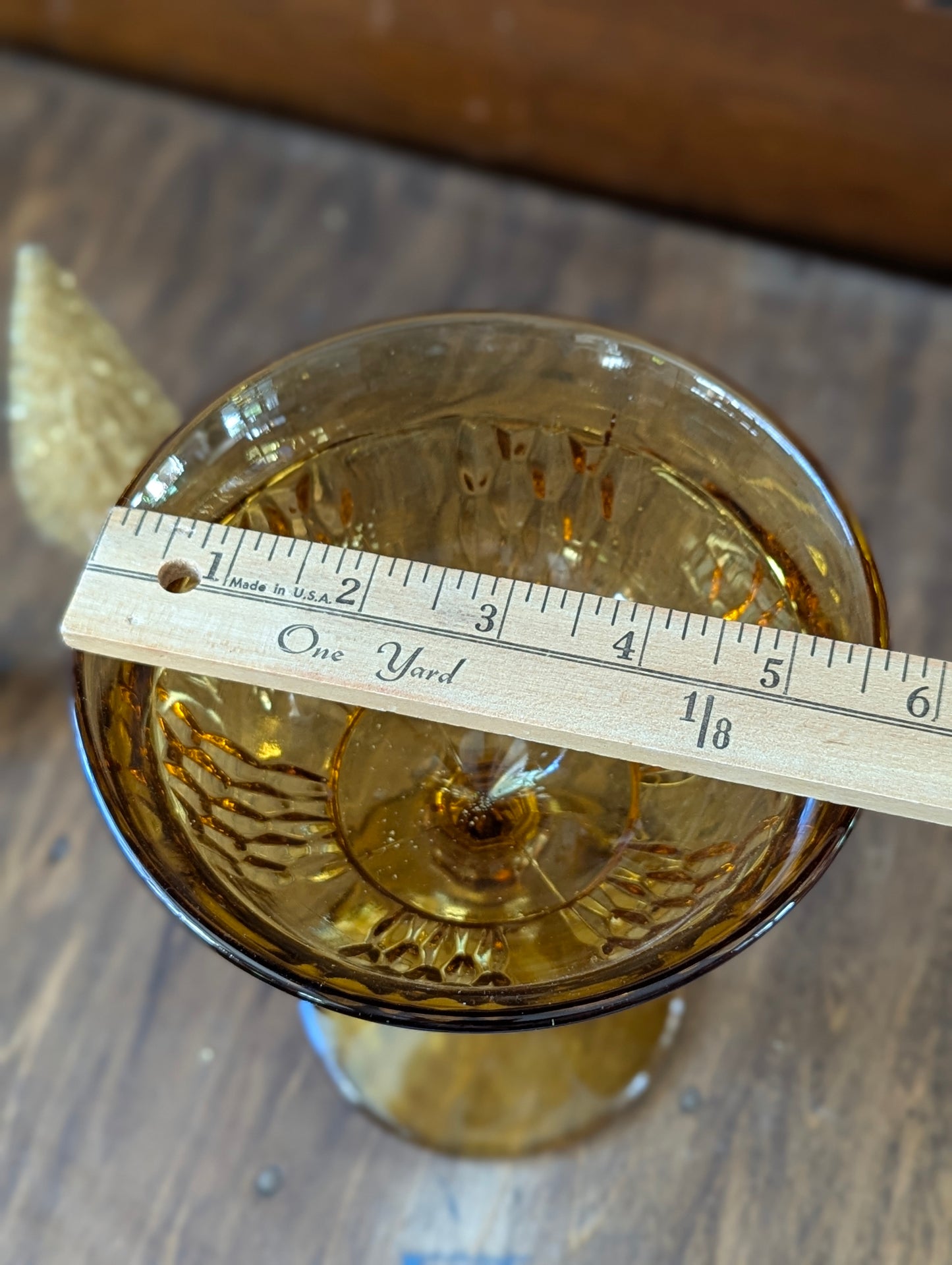 Amber glass compote pedestal