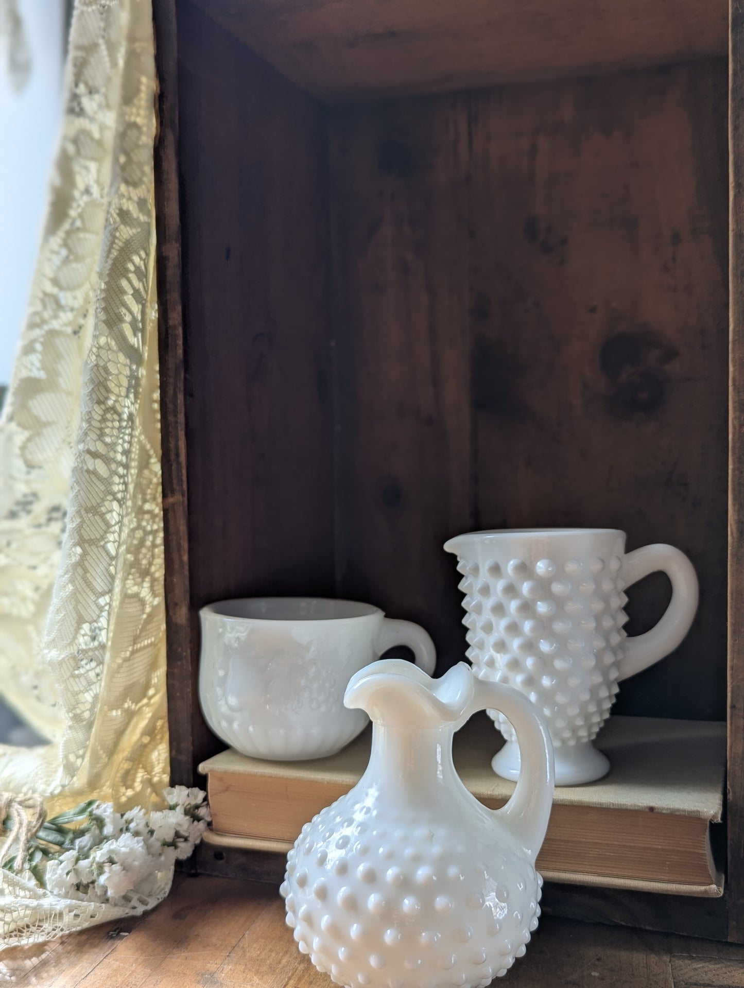 Milk glass collection of 3
