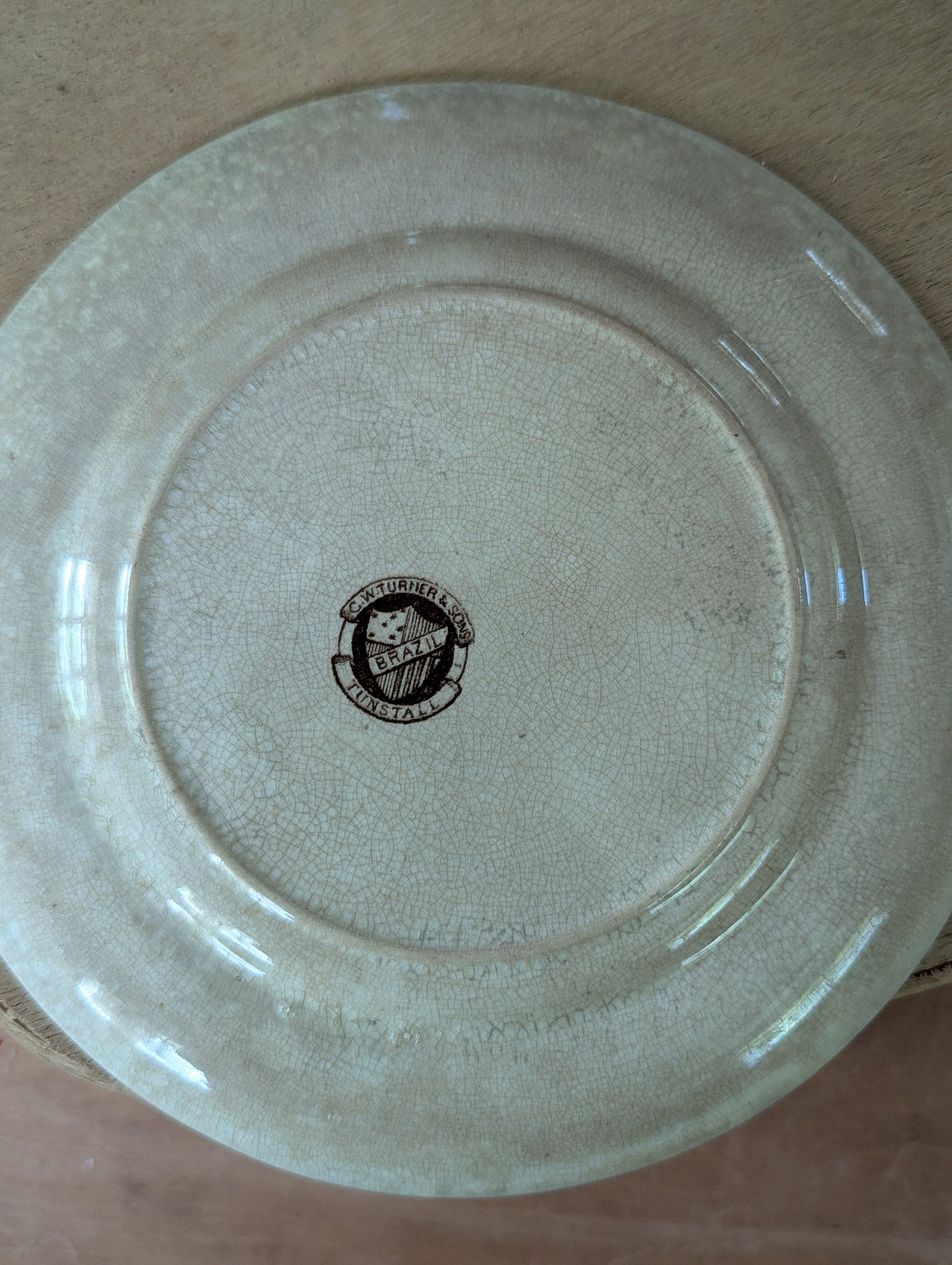 CW Turner & Sons Brazil brown transfer ware salad/bread plate