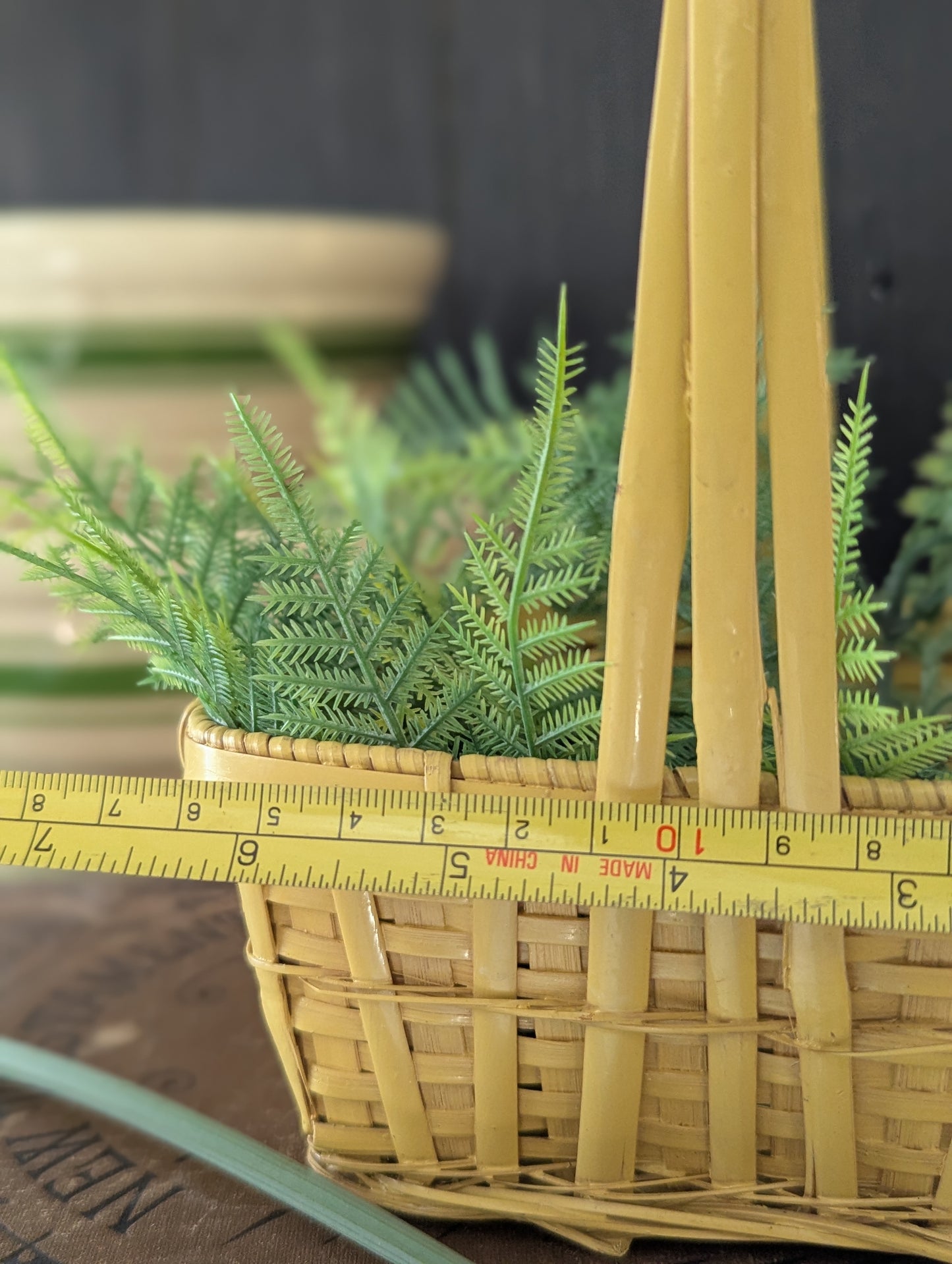 Yellow woven springtime basket