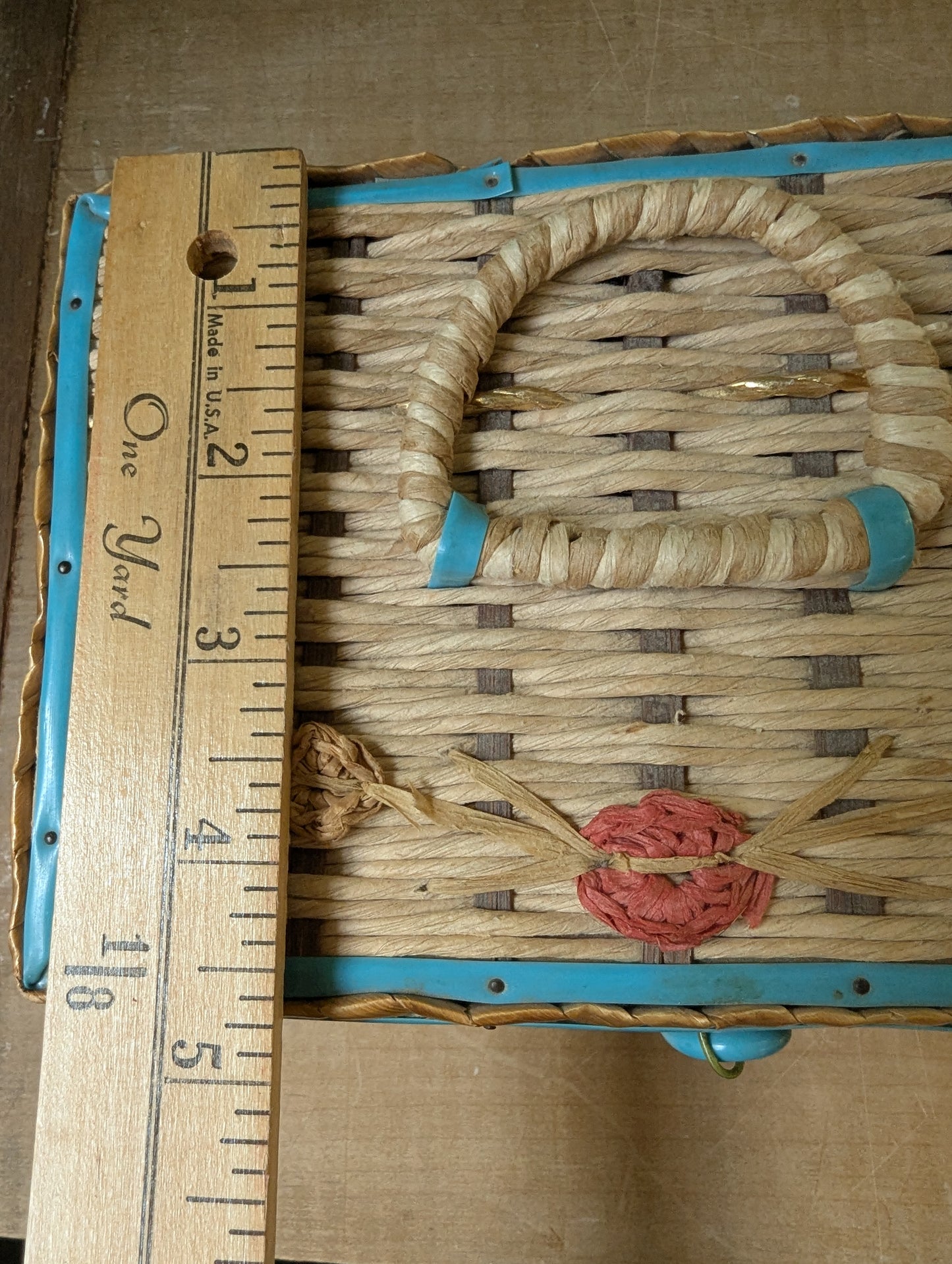 Woven sewing box with contents