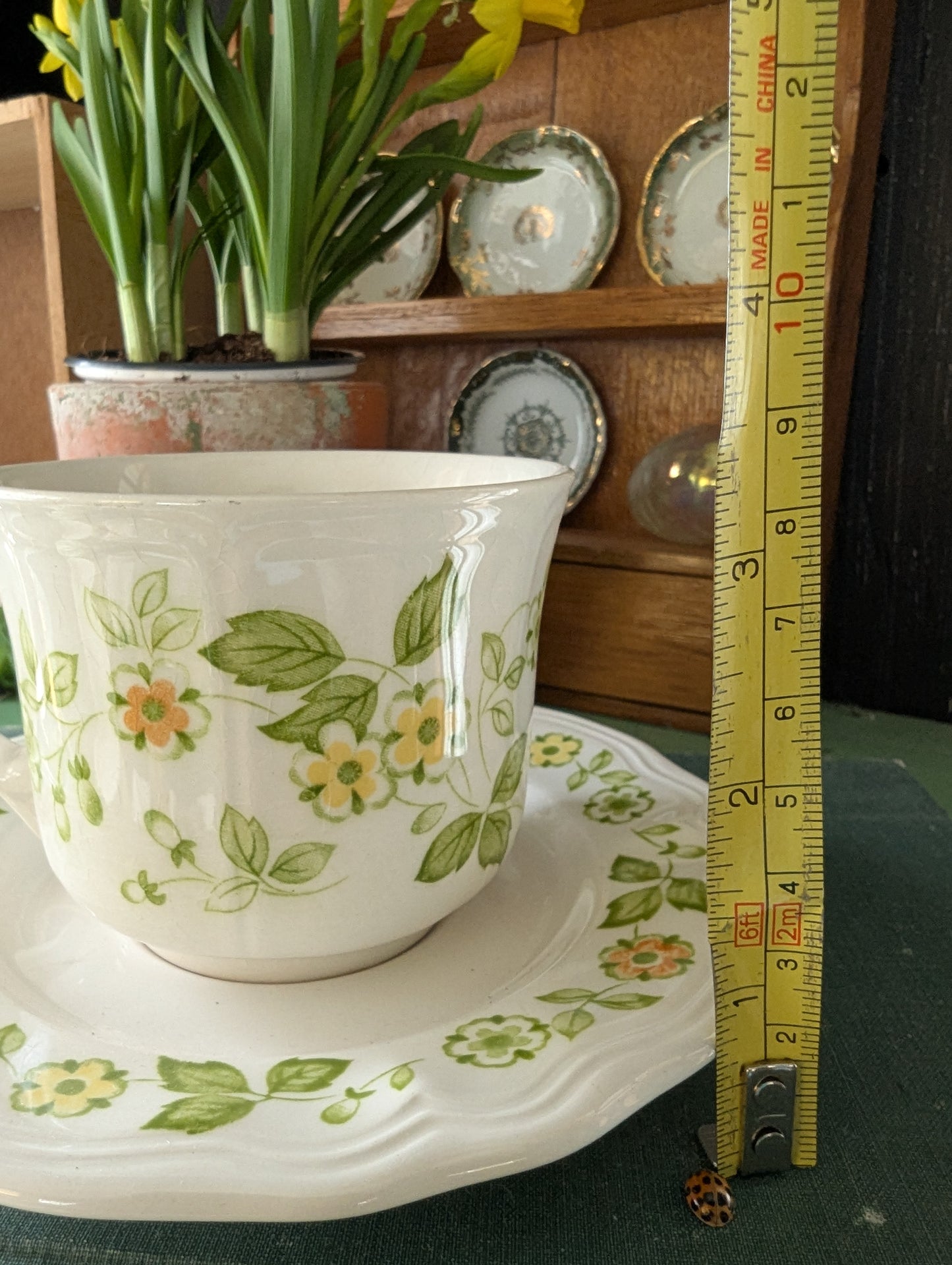 Ironstone floral tea cup and saucer