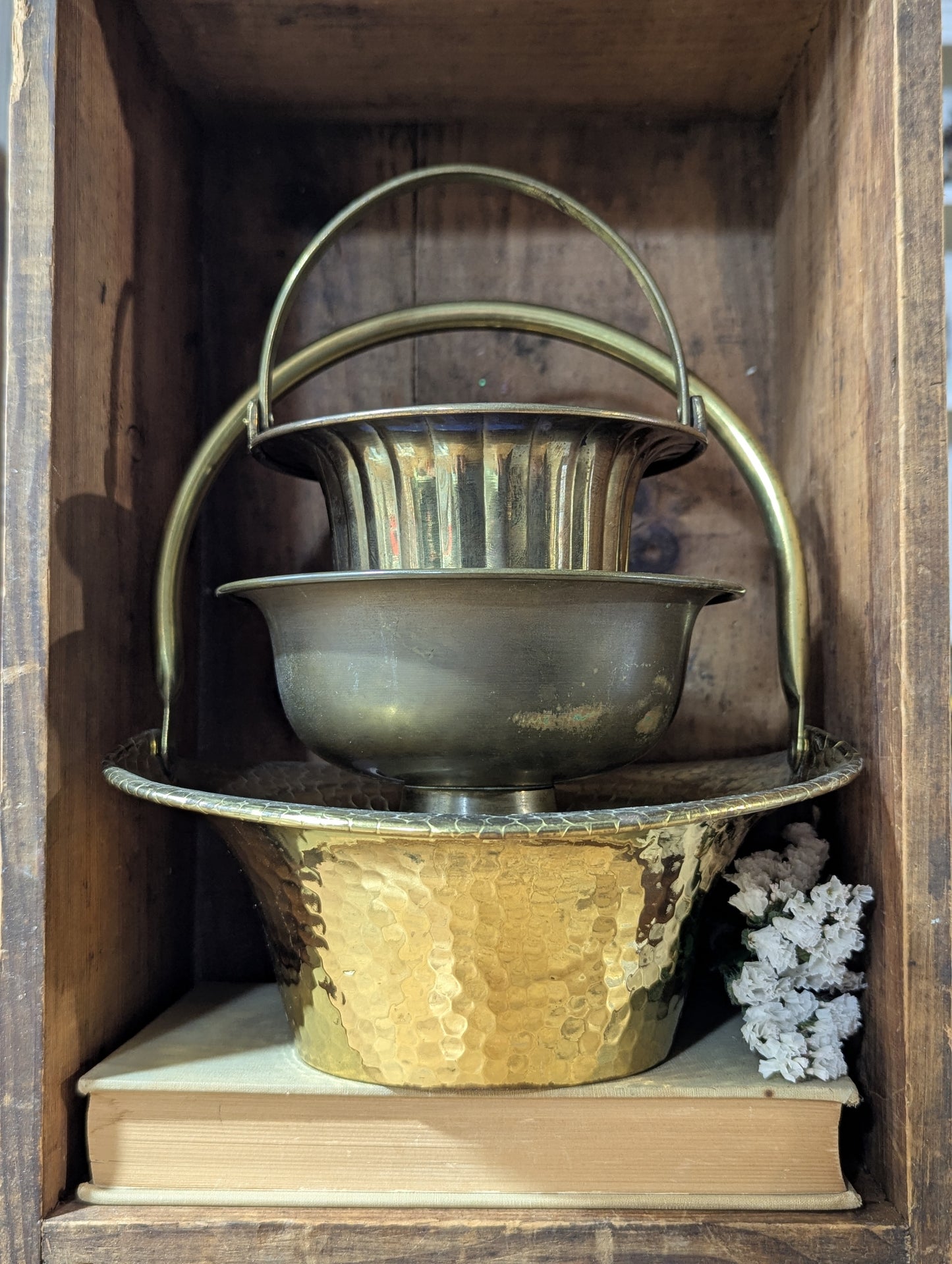 Set of 3 brass vessels
