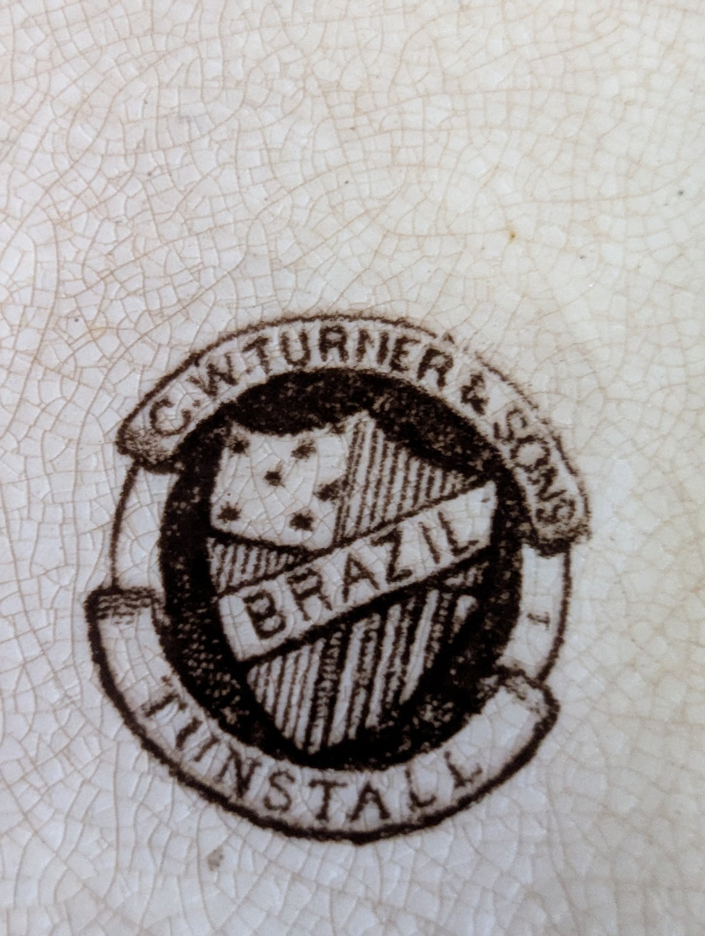 CW Turner & Sons Brazil brown transfer ware salad/bread plate