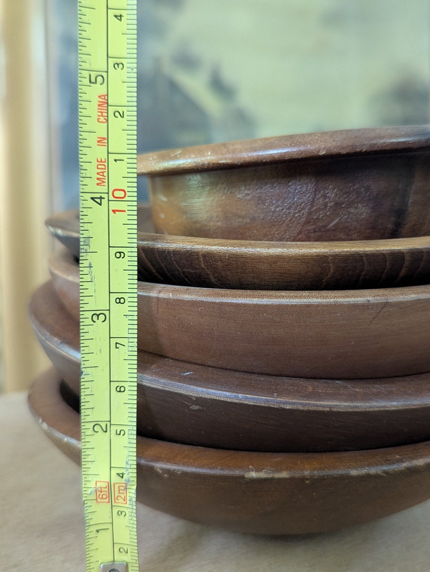 Stack of 5 wood bowls