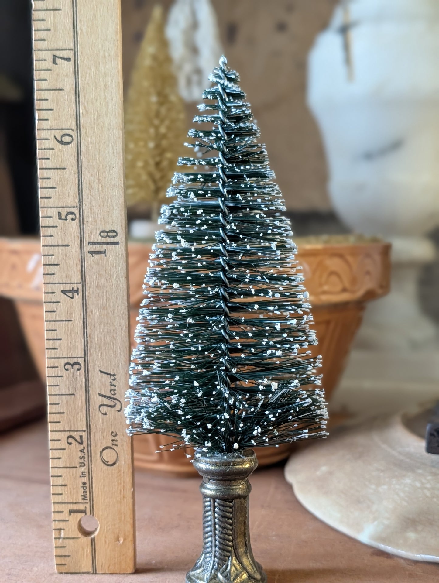 Brass base bottle brush tree
