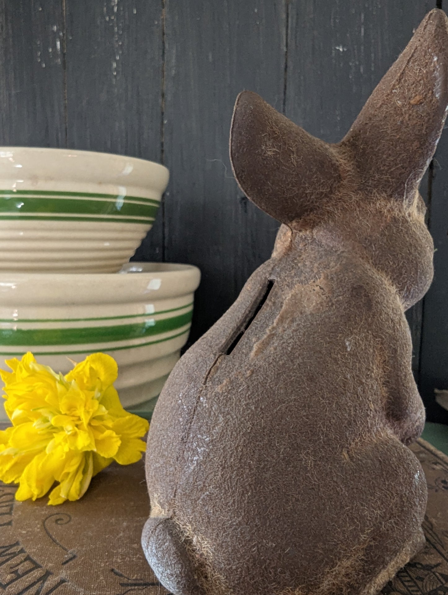 Flocked bunny bank