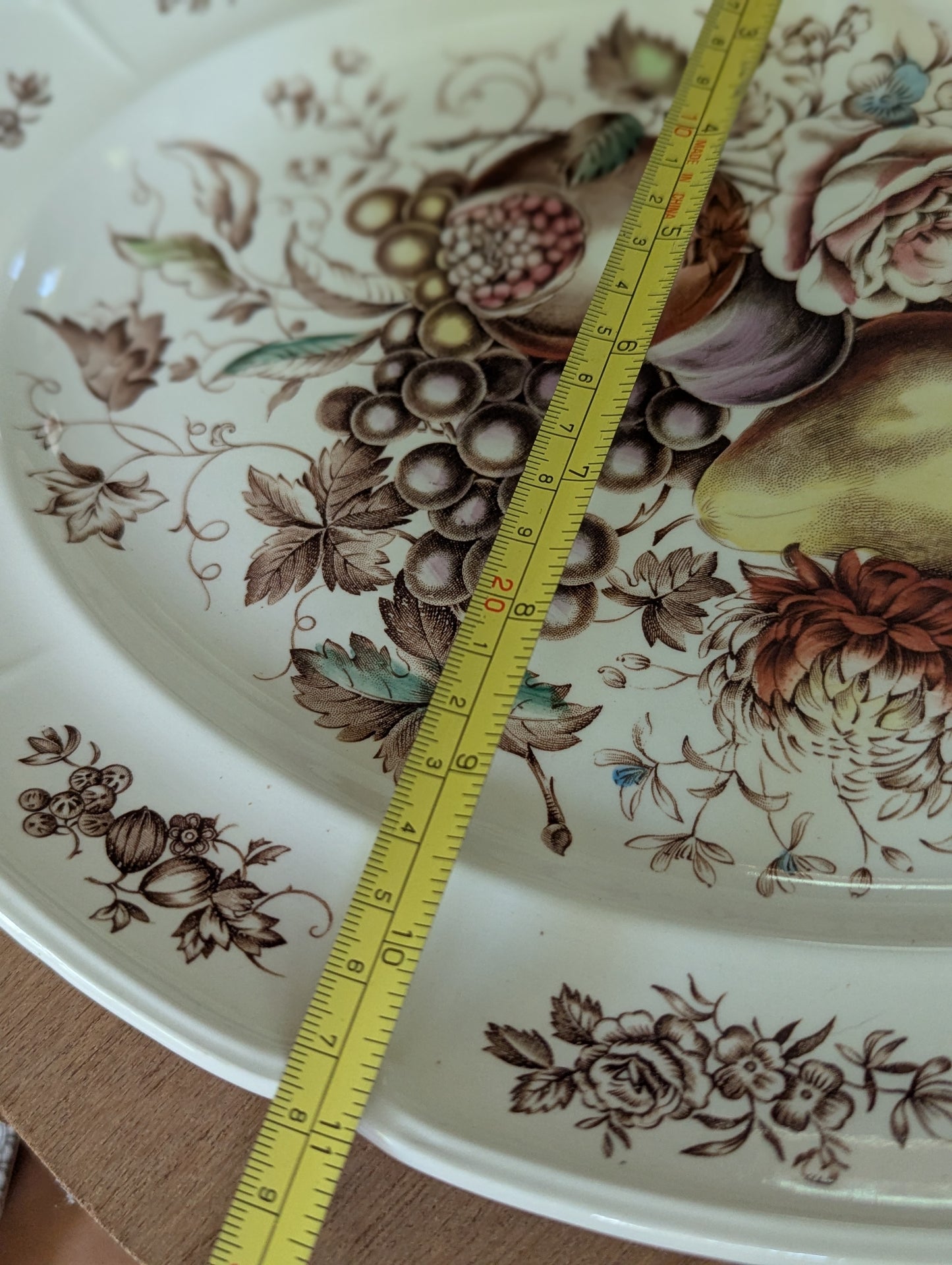 Windsor Fruit Johnson Brothers Ironstone Brown Transferware serving platter