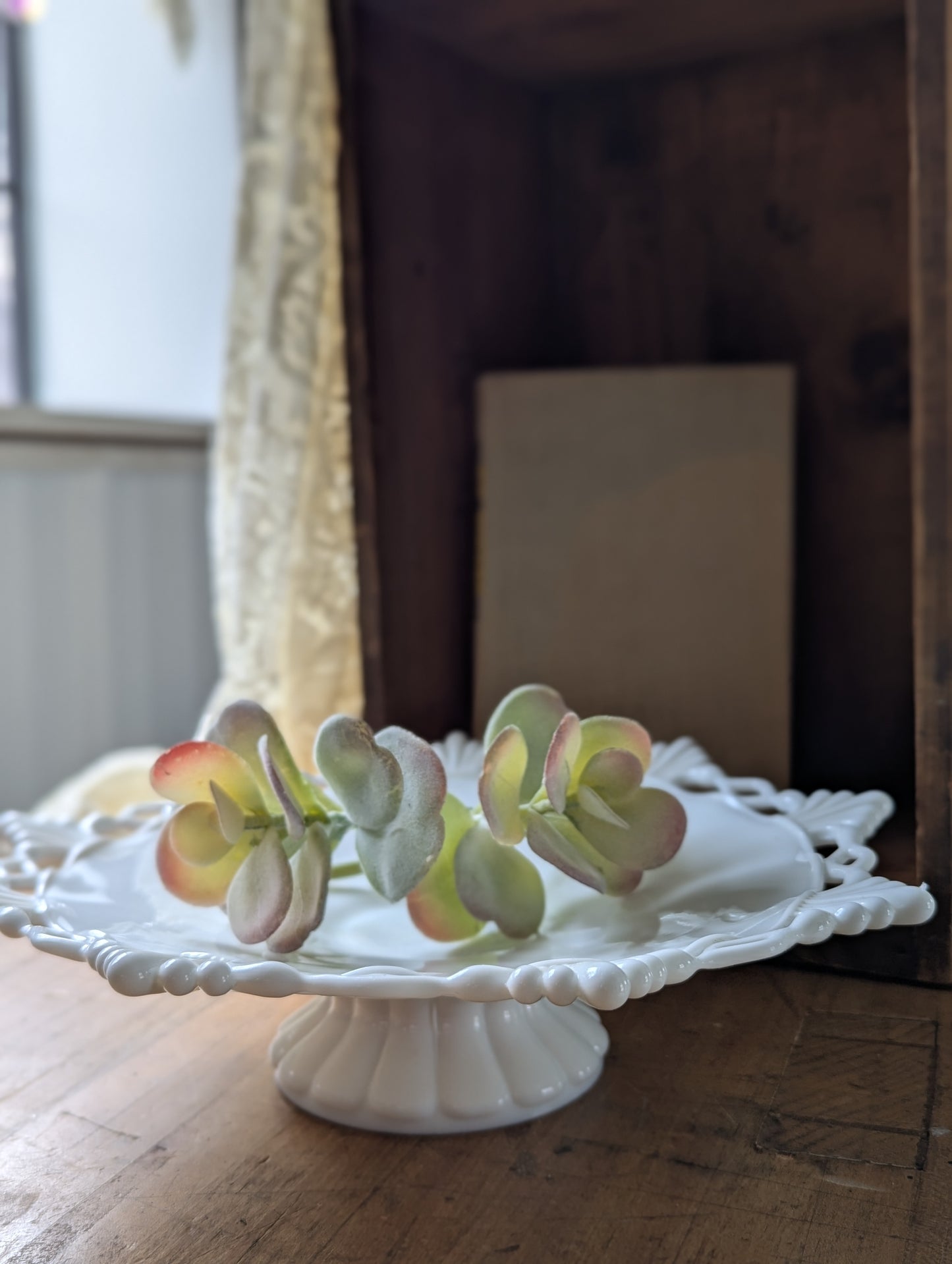Milk glass pedestal dish