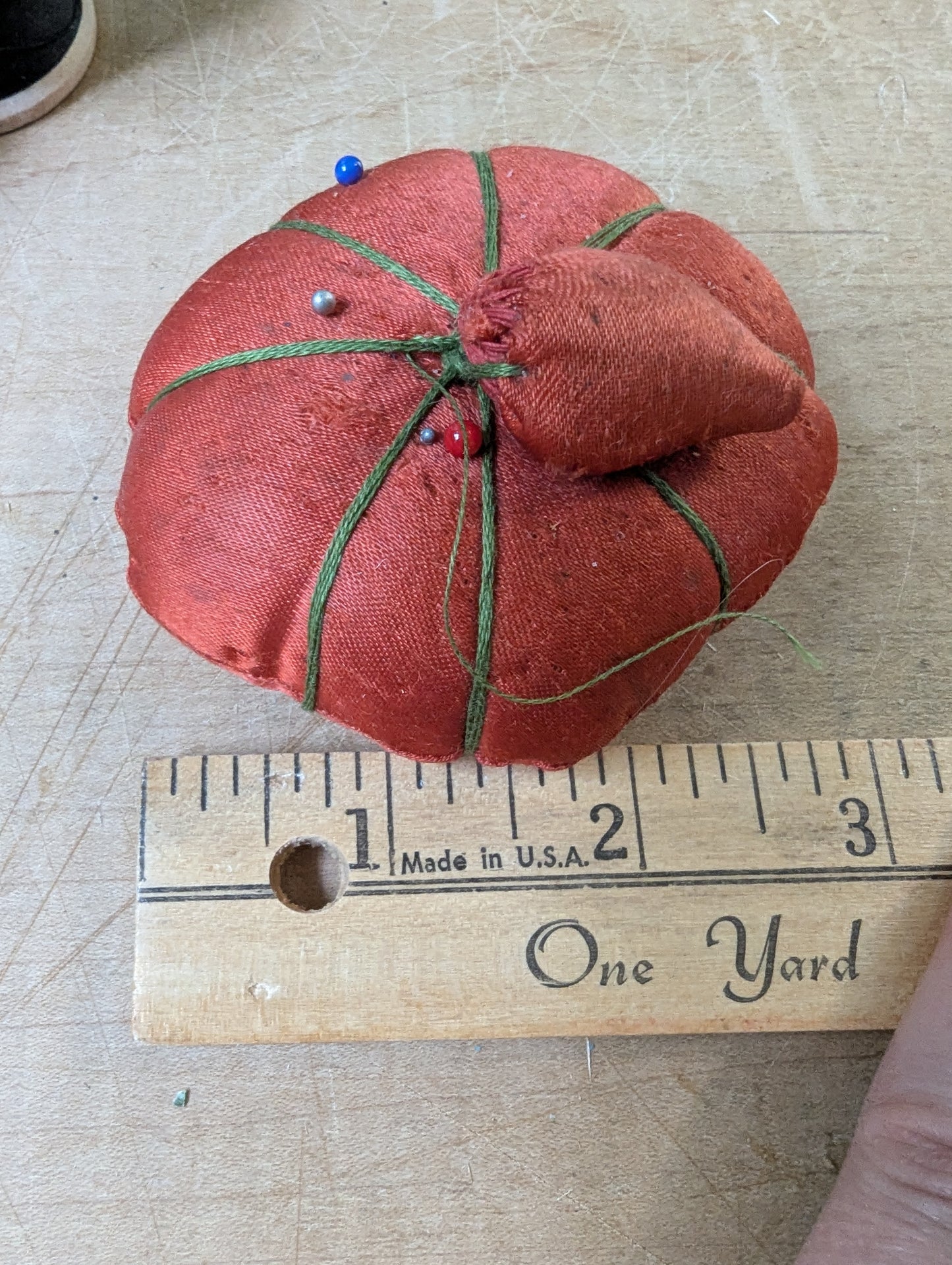Satin tomato pin cushion