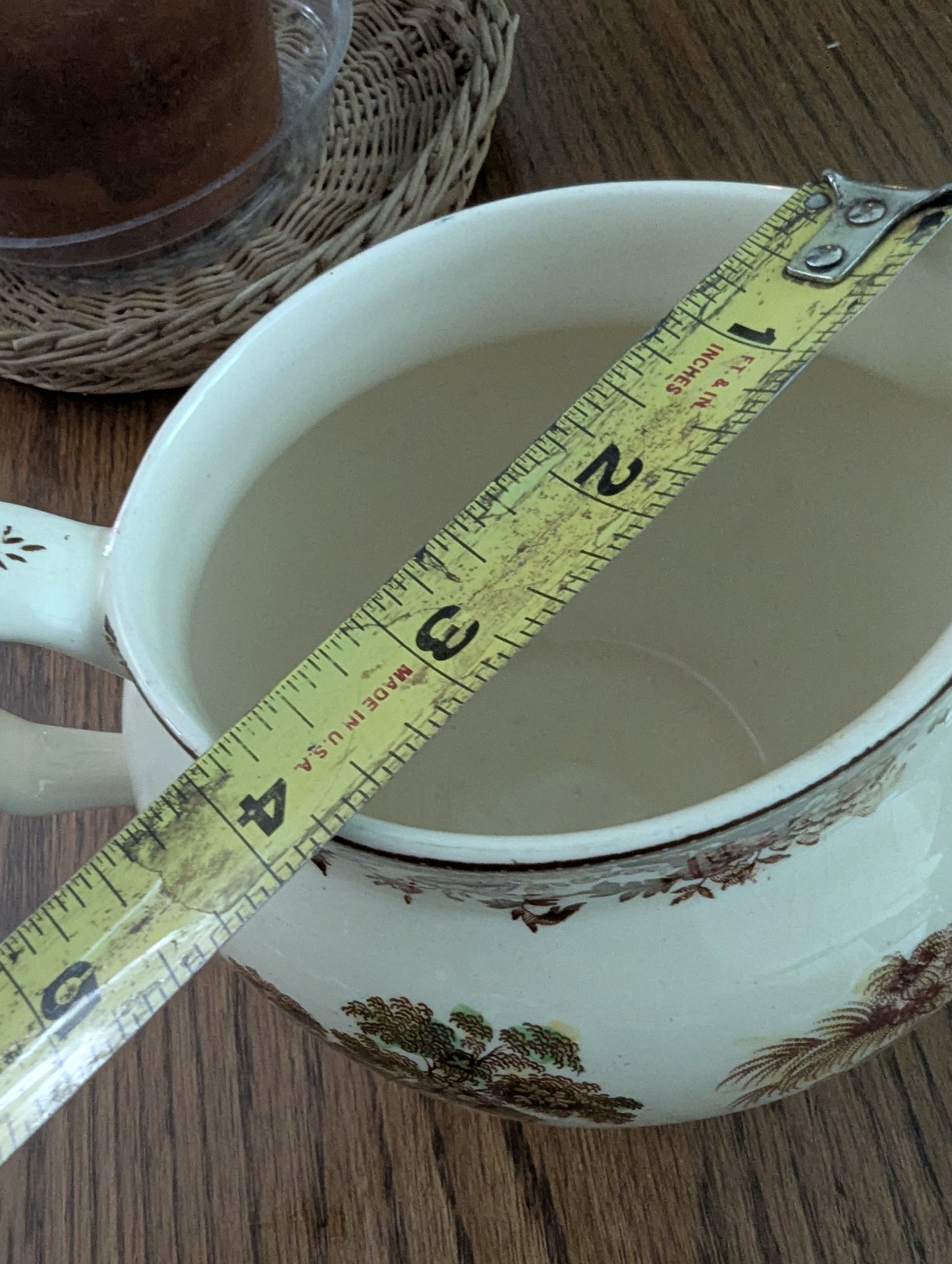 English Royal Staffordshire brown transferware pitcher