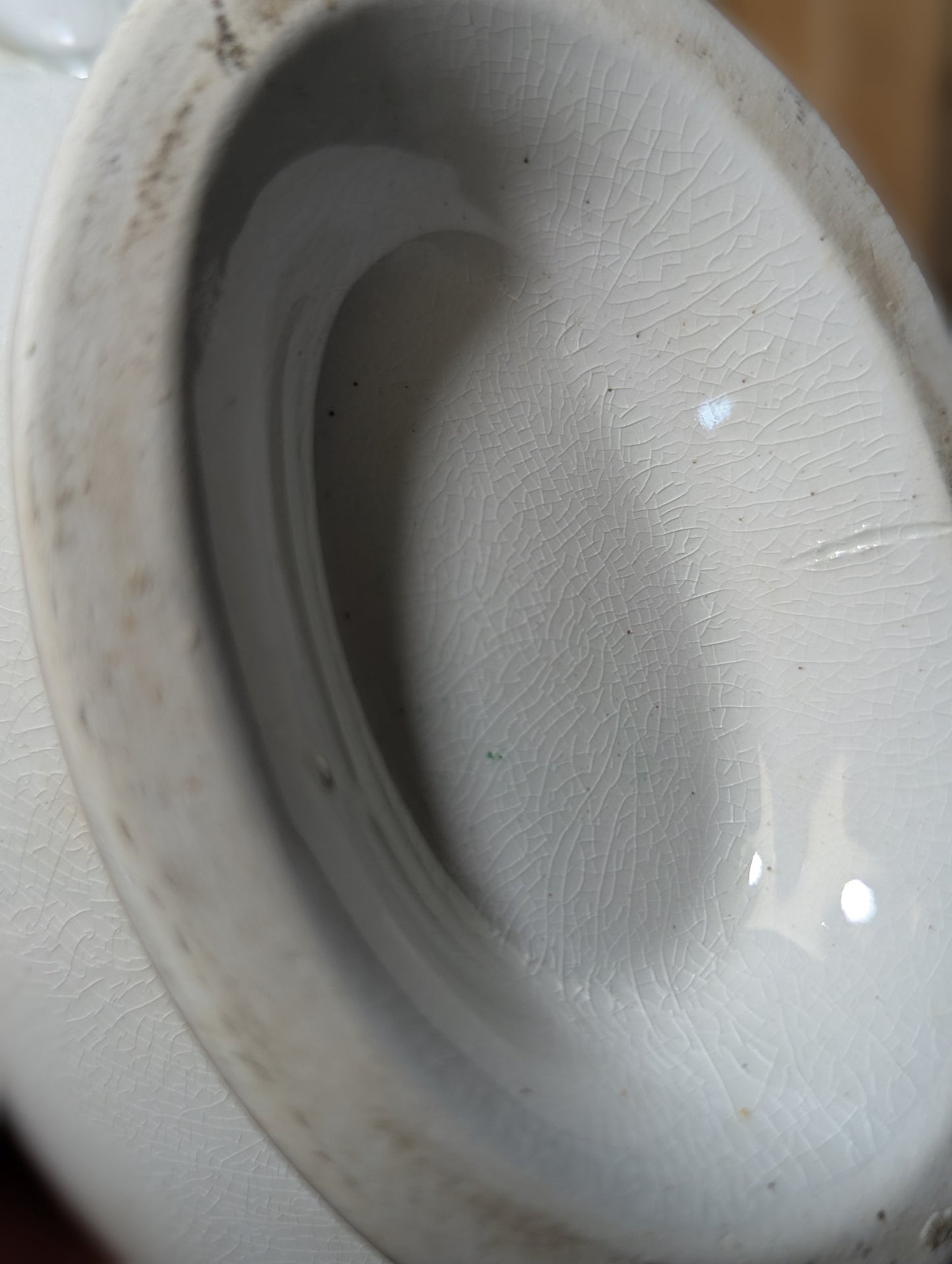 Stoneware stained and crazed gravy boat