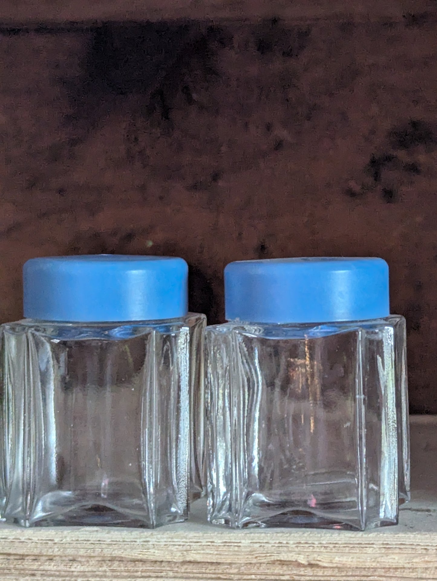 Glass and plastic periwinkle shaker set