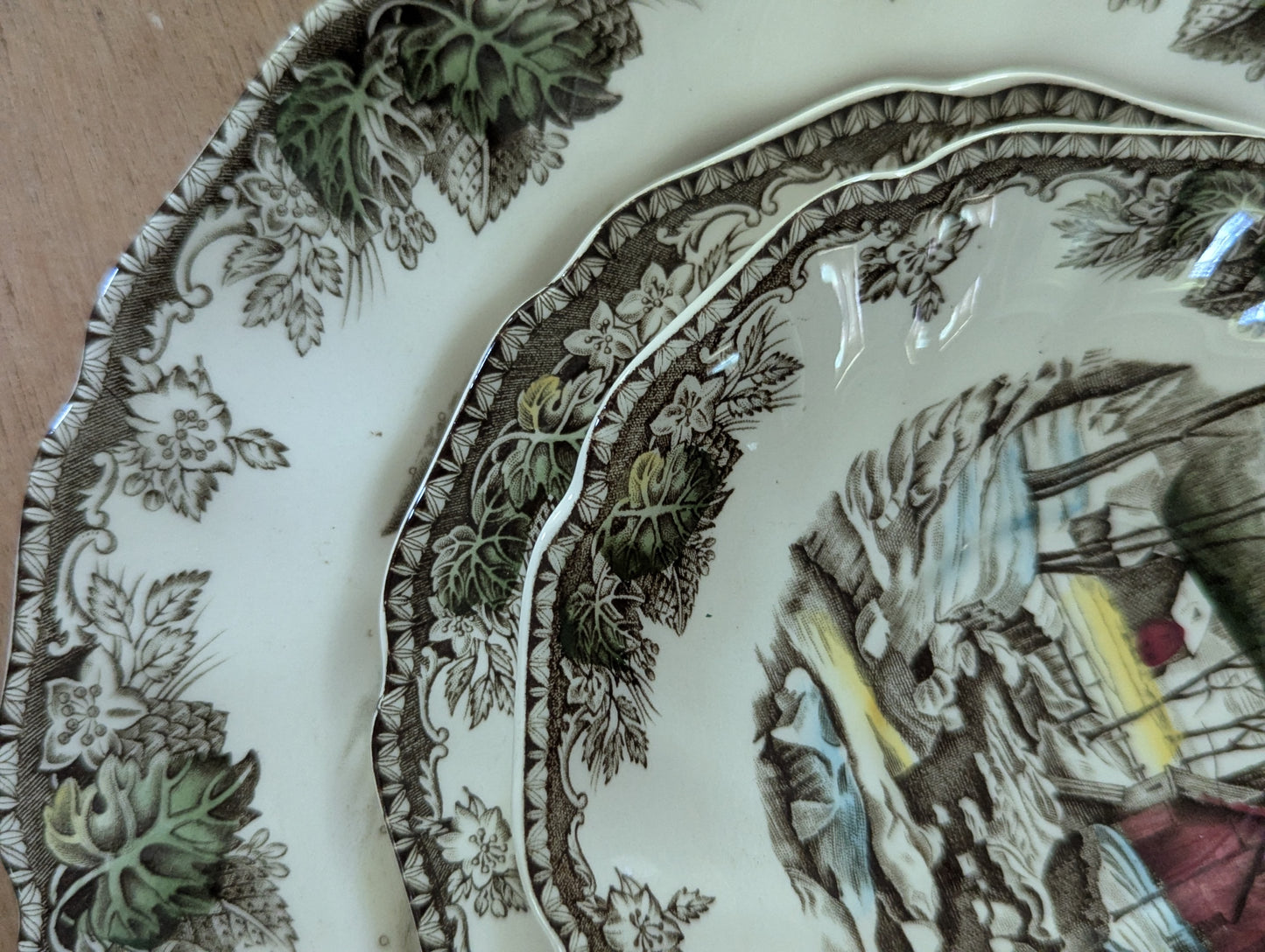The Friendly Village lot of Johnson Brothers Ironstone brown transferware