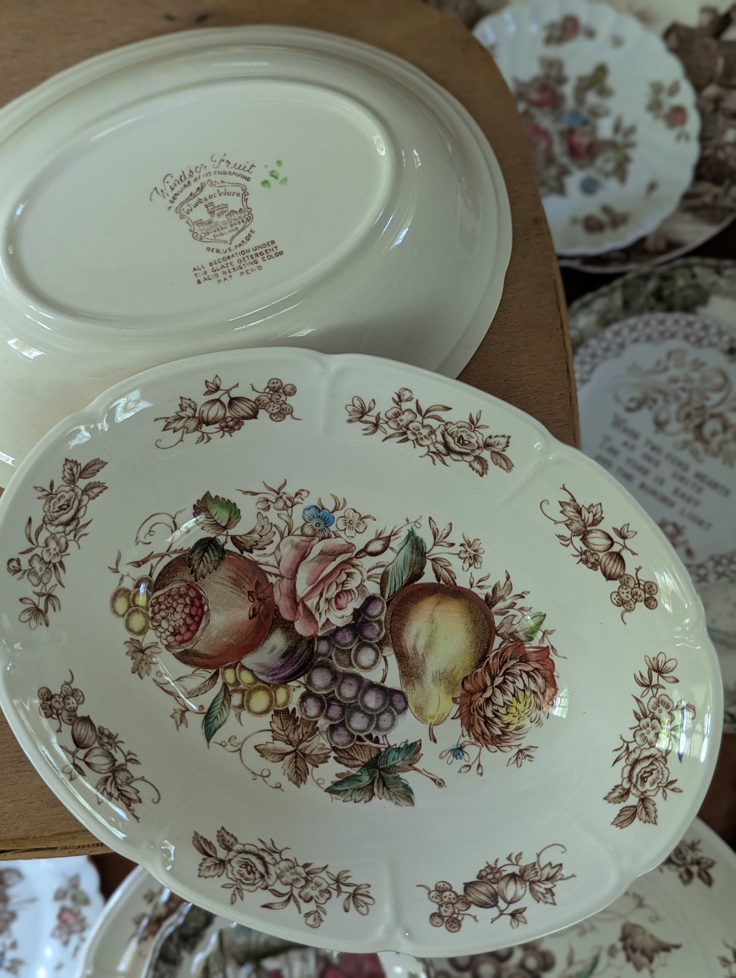 Windsor Fruit Johnson Brothers Transferware serving bowls