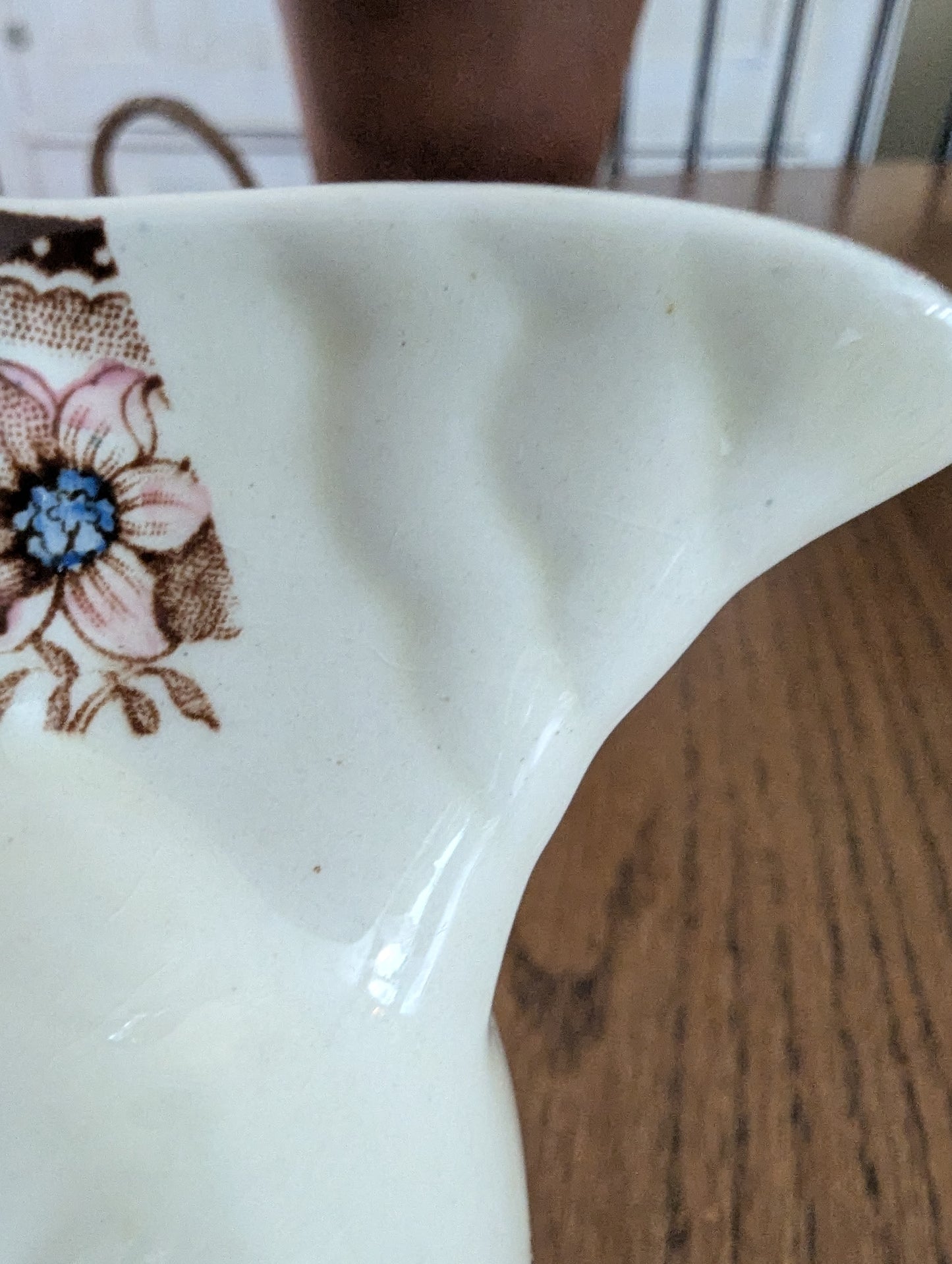 English Royal Staffordshire brown transferware pitcher