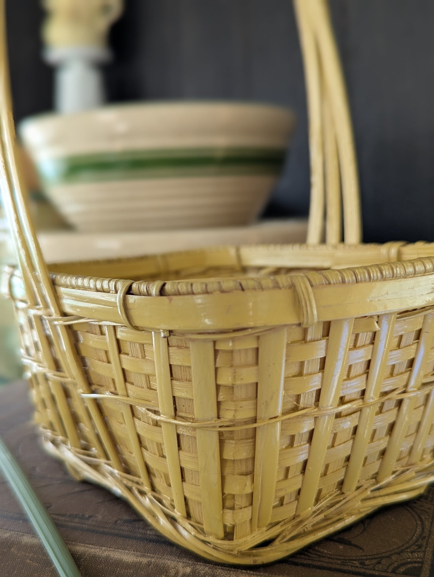 Yellow woven springtime basket