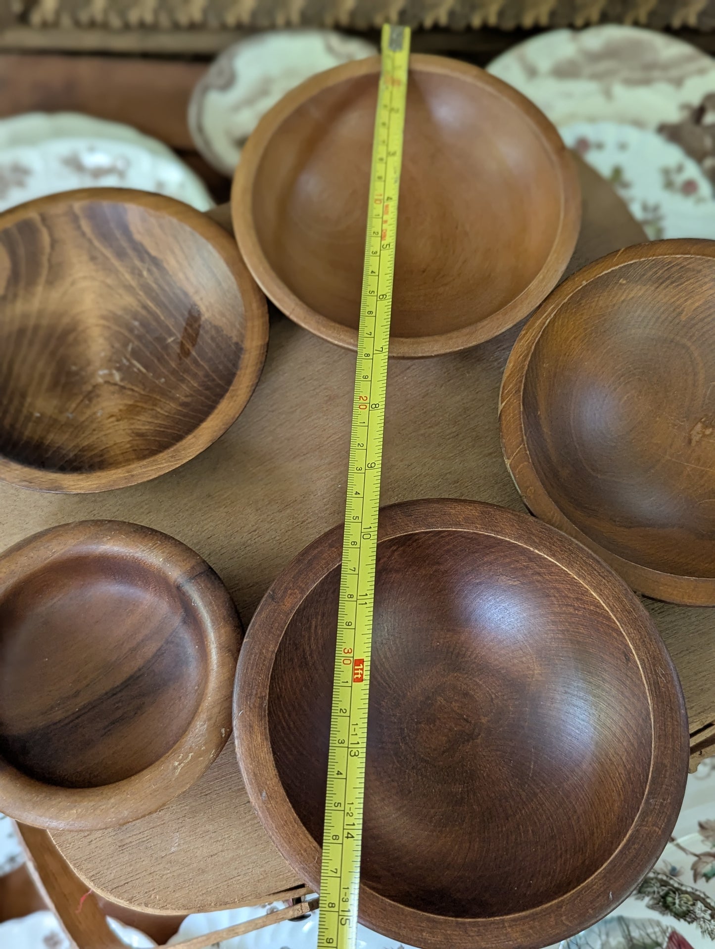 Stack of 5 wood bowls