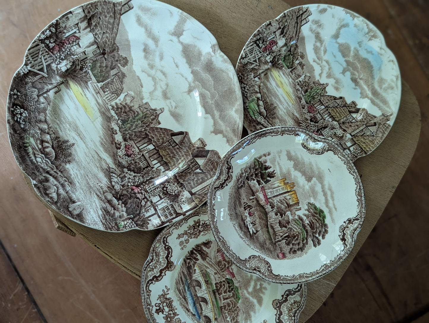 Lot of Johnson Bros Ironstone brown transferware