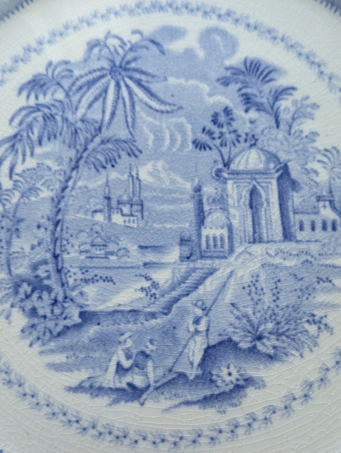 Pair of English transfer ware luncheon plates