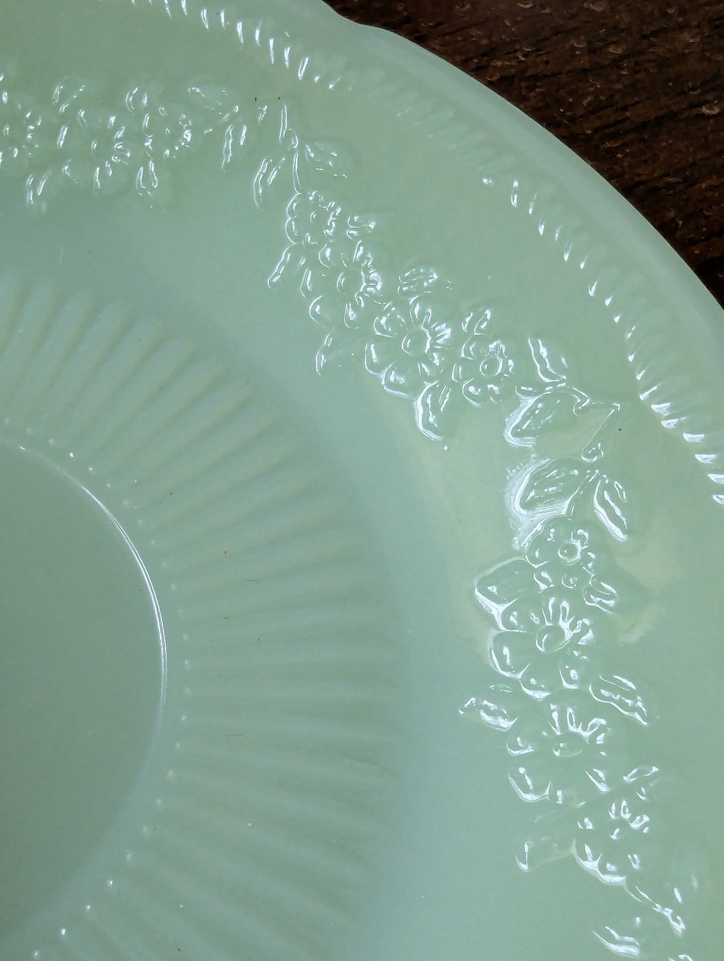 Alice jadeite cup (not for use) and 2 saucers (see description)