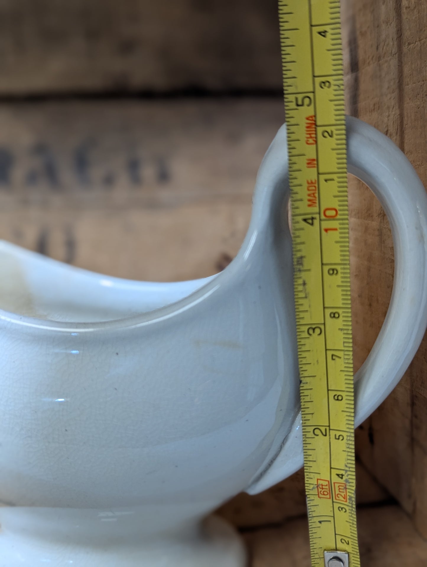 Stoneware stained and crazed gravy boat