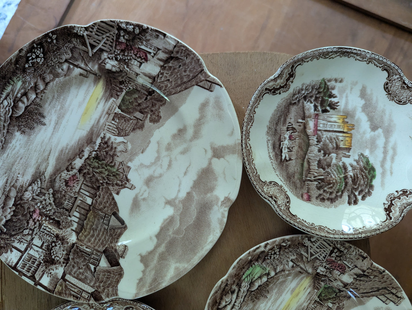 Lot of Johnson Bros Ironstone brown transferware