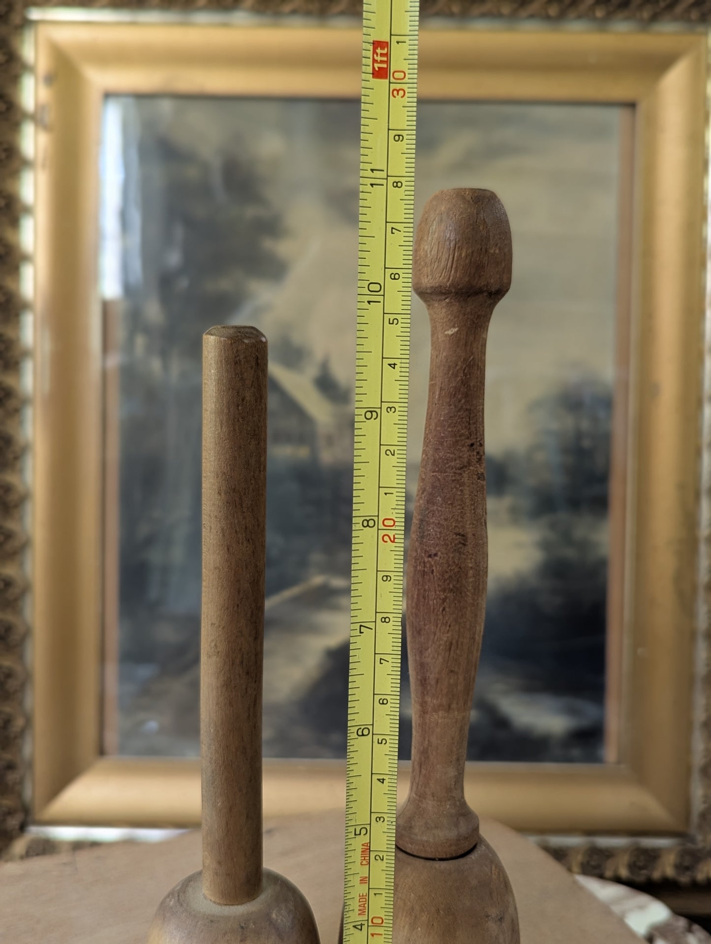 Pair of wood potato mashers