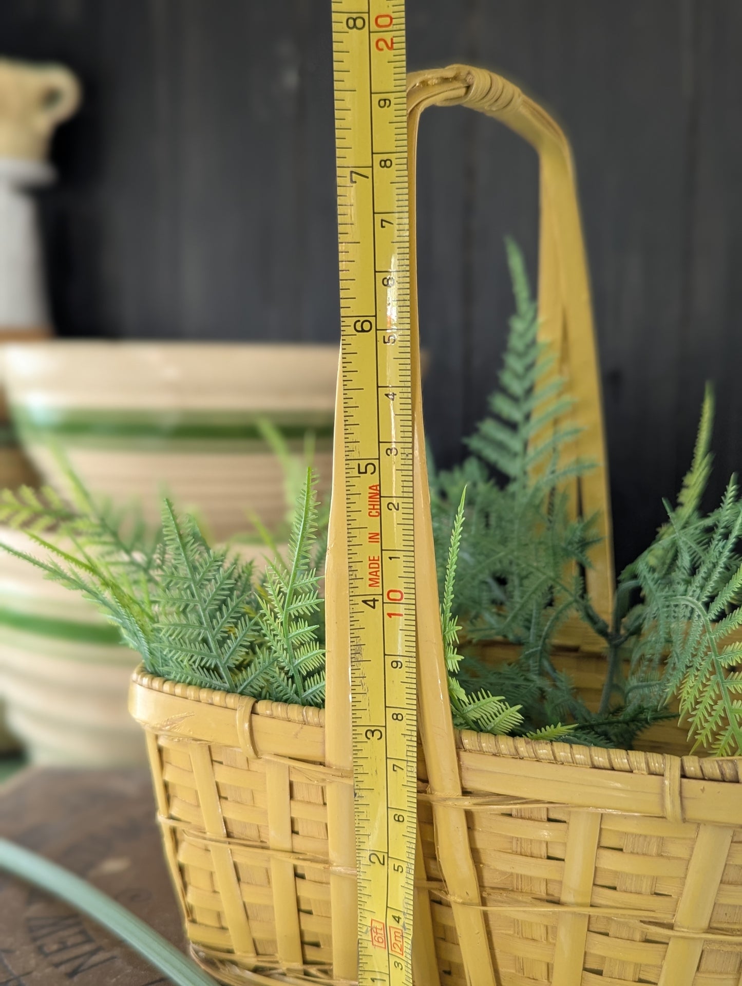 Yellow woven springtime basket