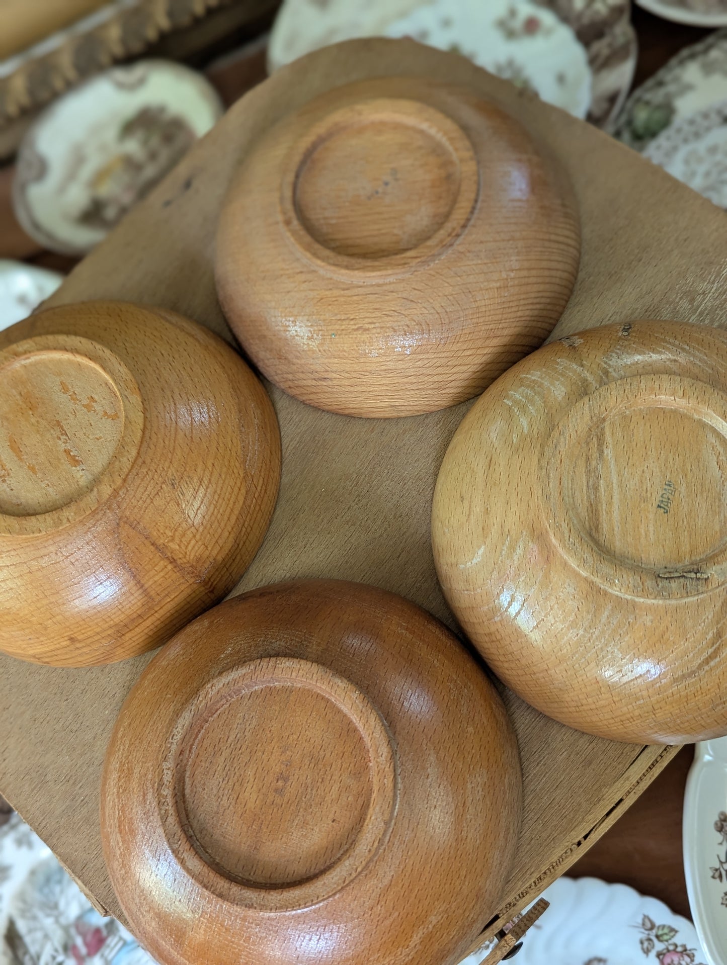 Set of 4 Japan wood bowls