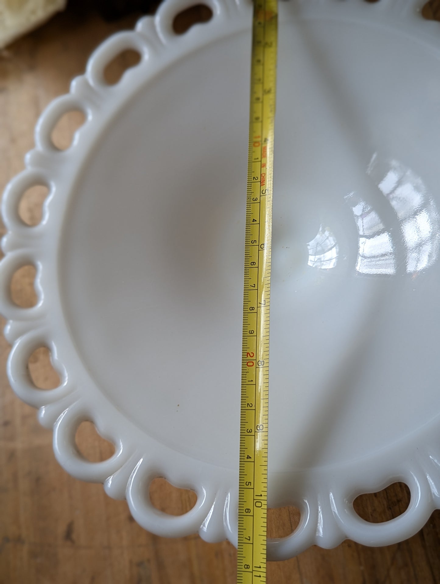 Vtg 11" Anchor Hocking Colony Milk Glass Laced Edge Pedestal Base