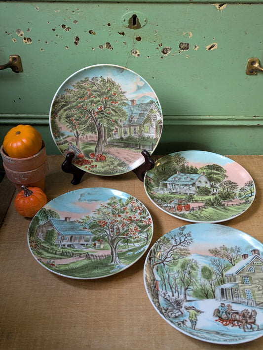 Currier and Ives season wall plates