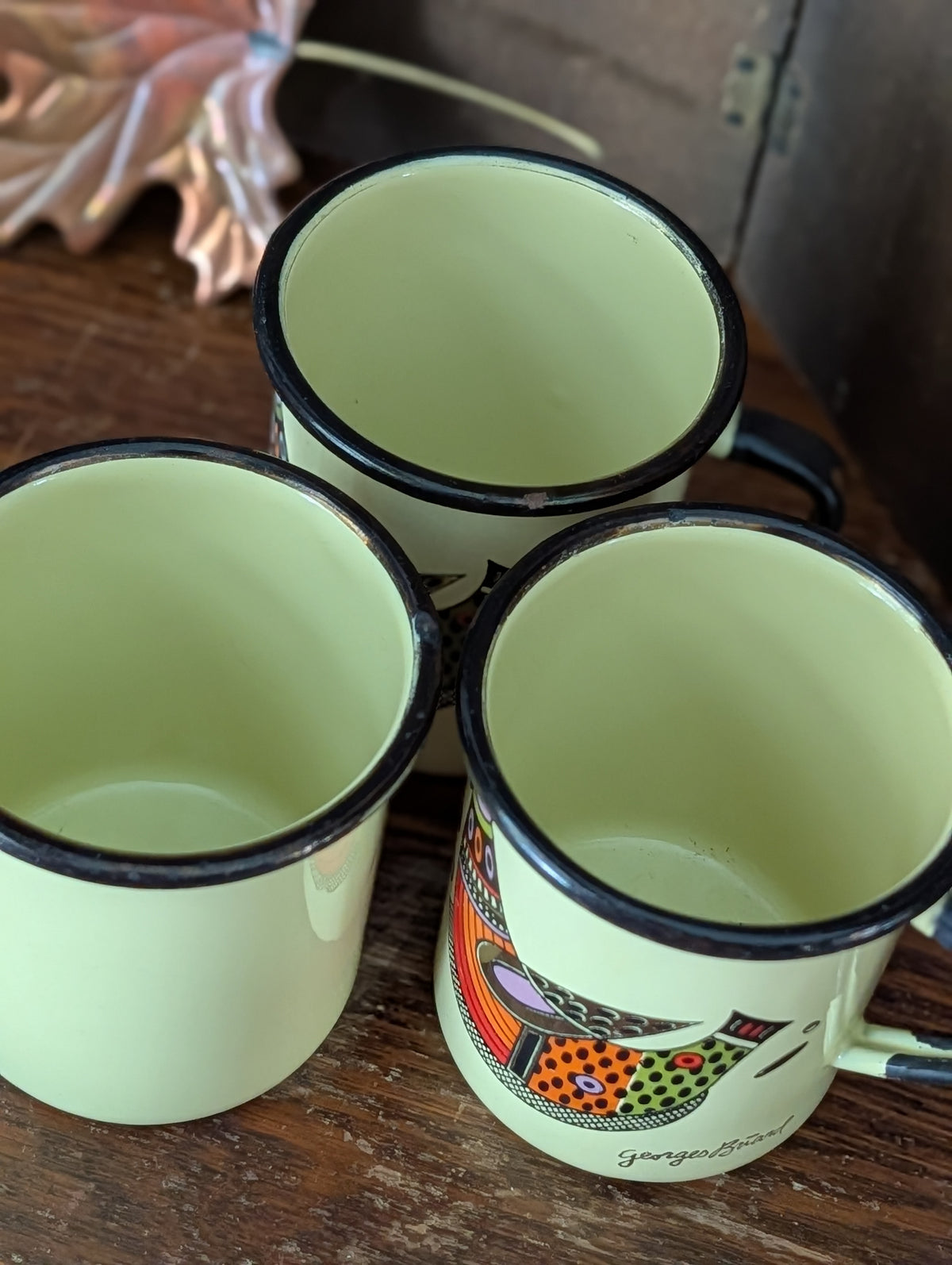 Georges Briard enamelware mugs