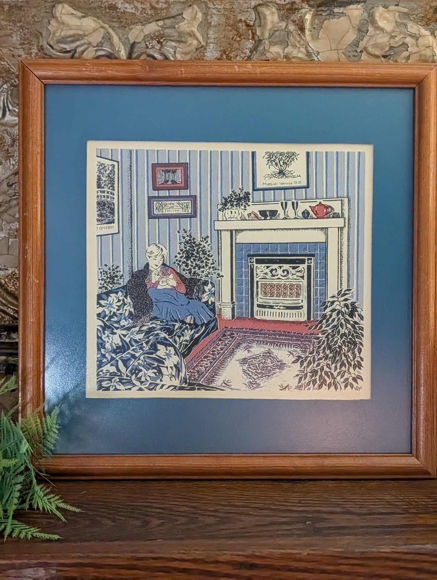 Framed fireside print