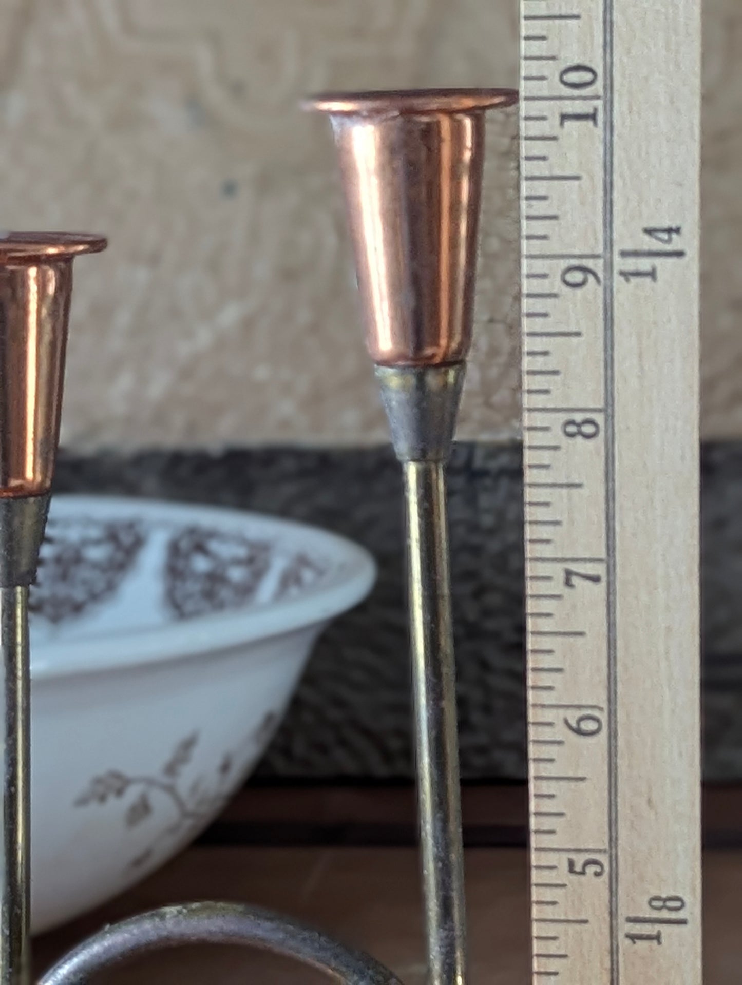 Double looped brass candlestick holder