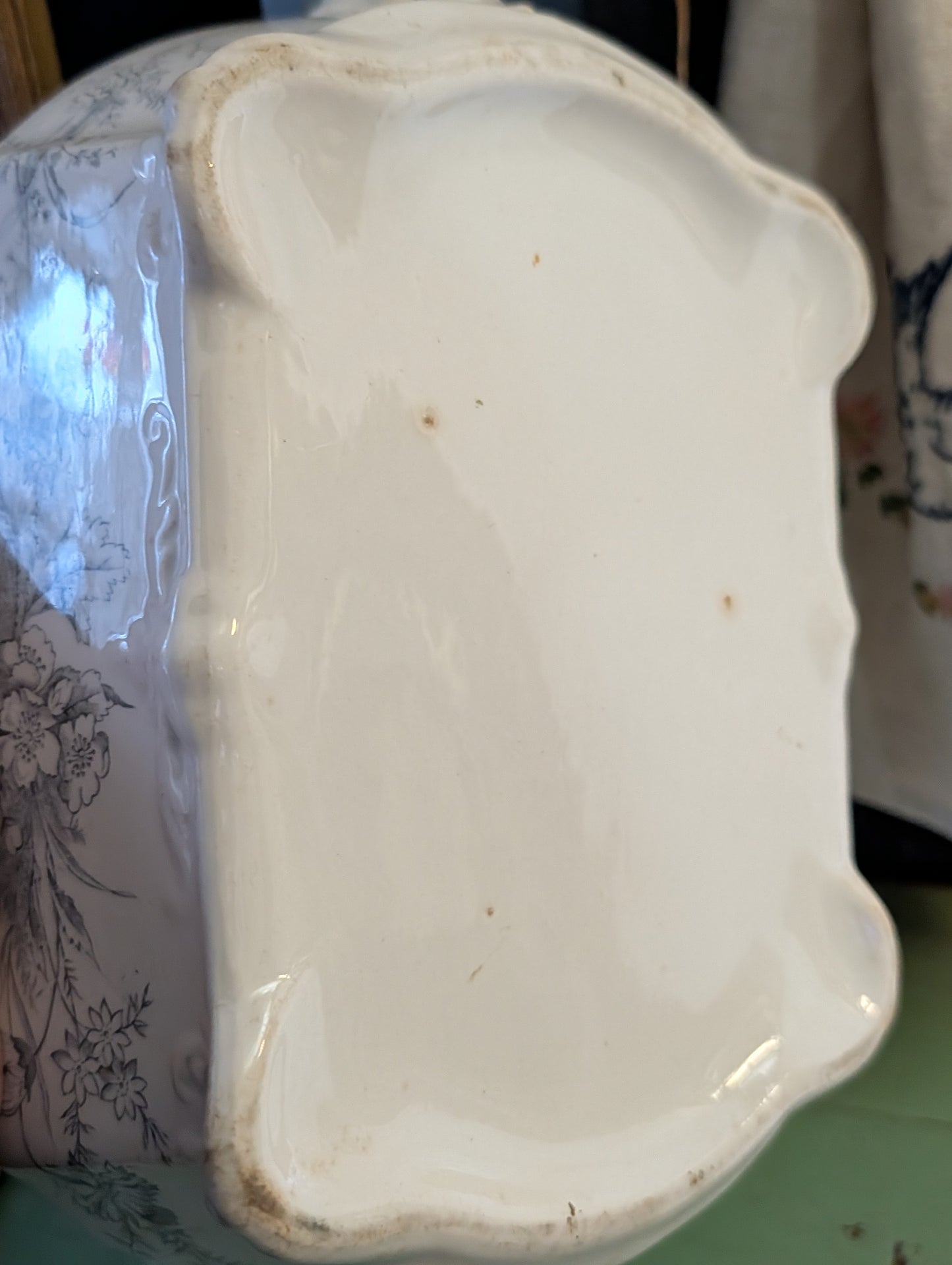 Ironstone blue transferware vegetable dish