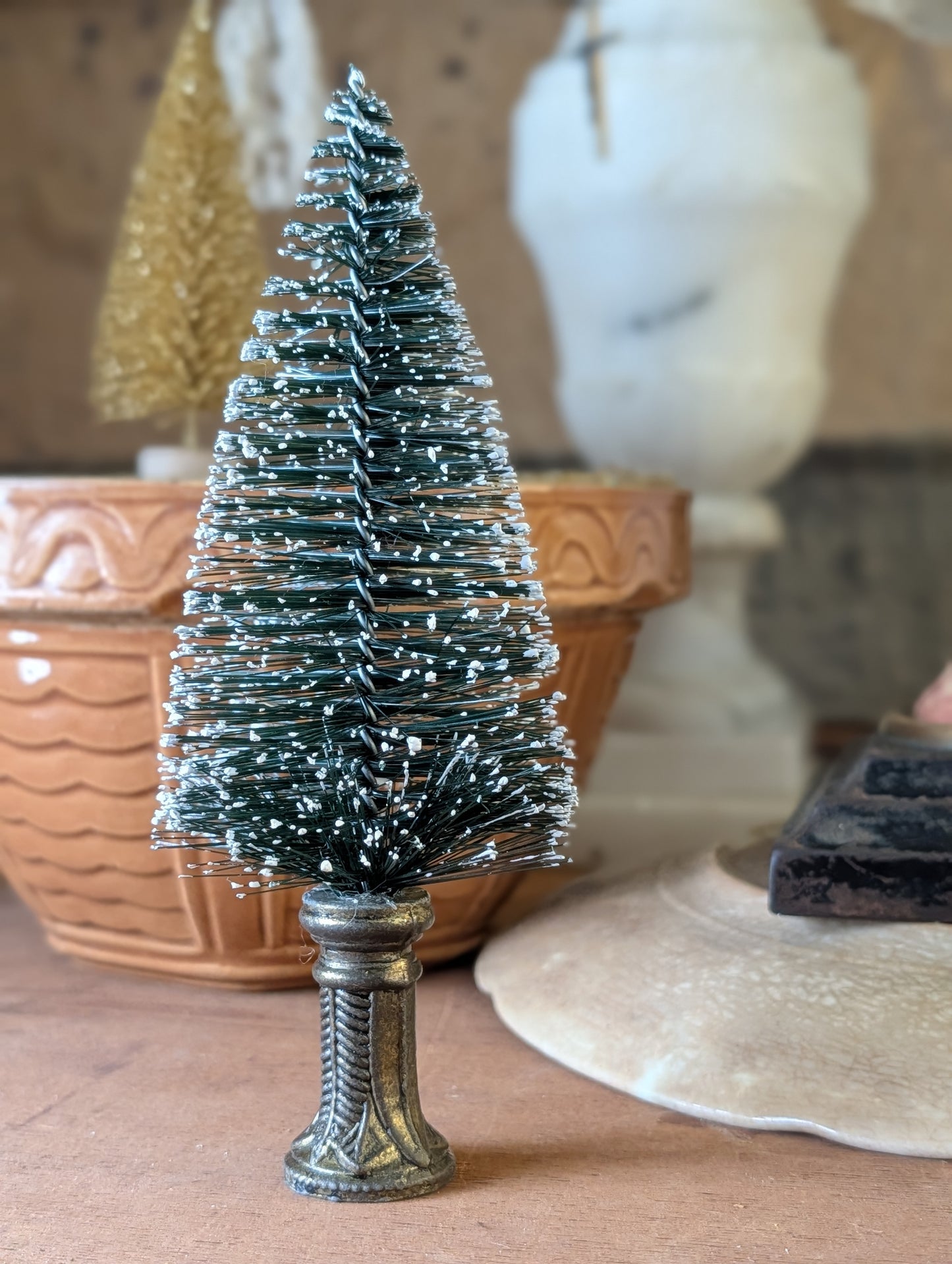 Brass base bottle brush tree
