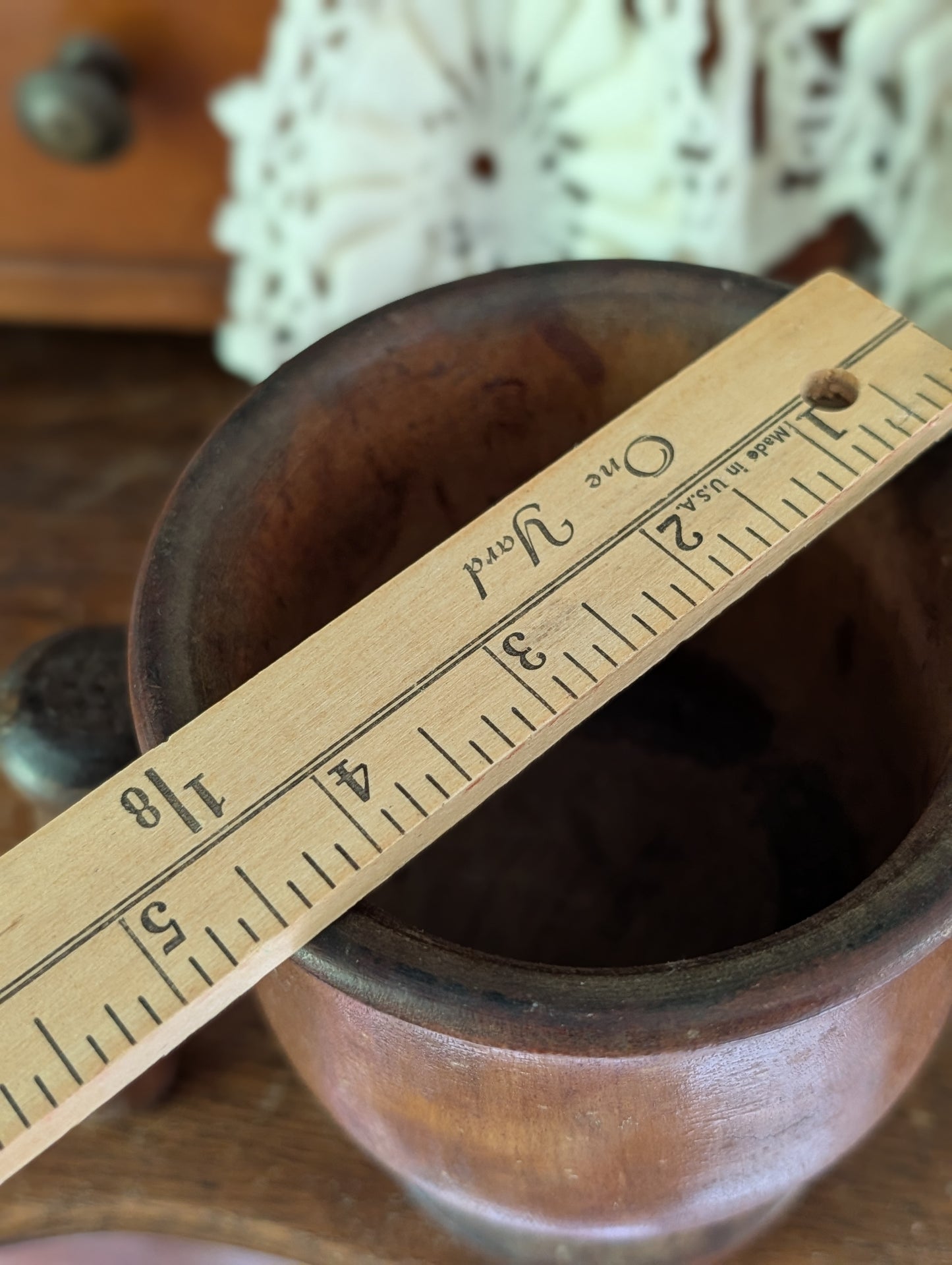 Wood mortar and pestle
