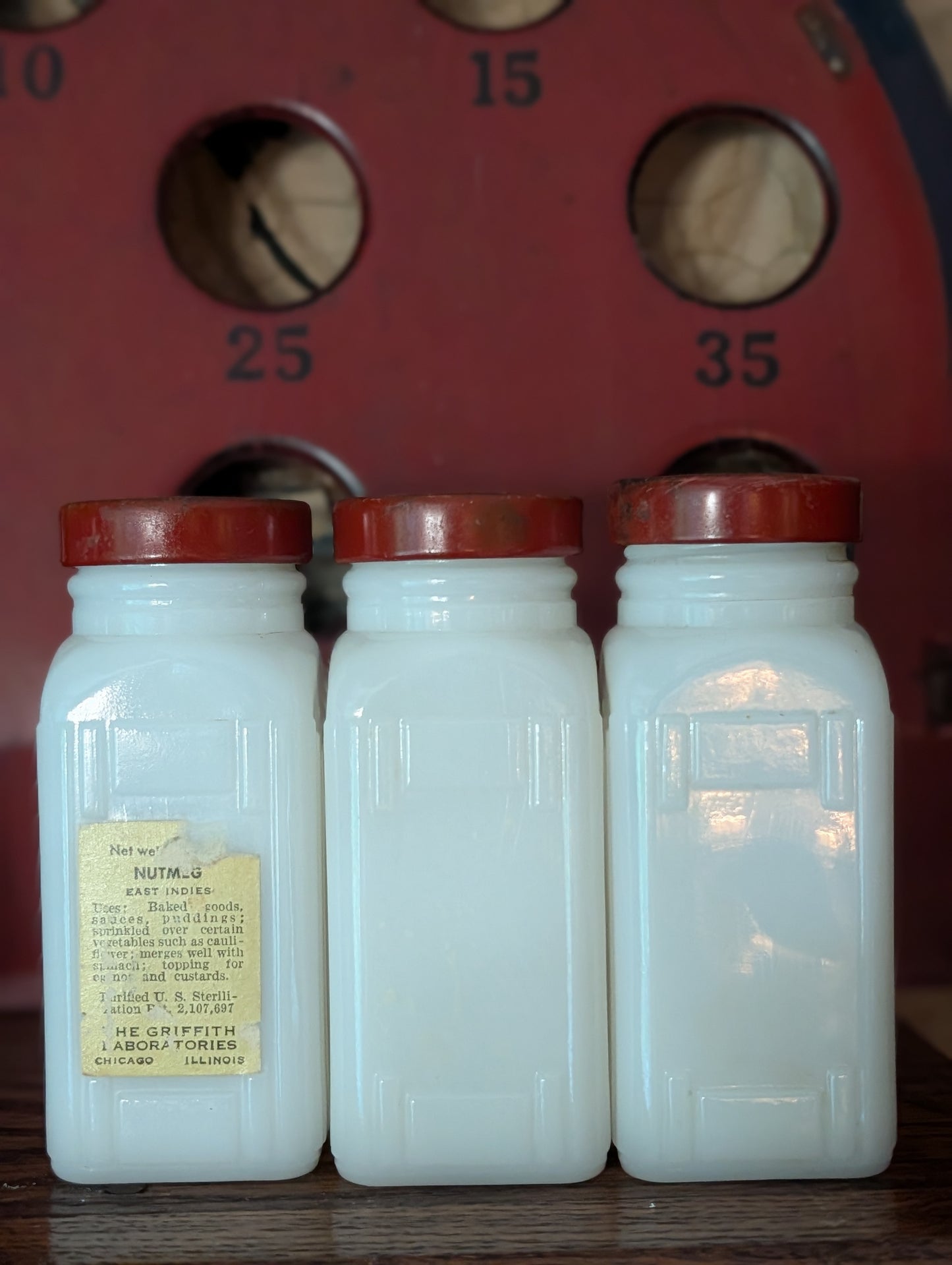 Milk glass pice jars
