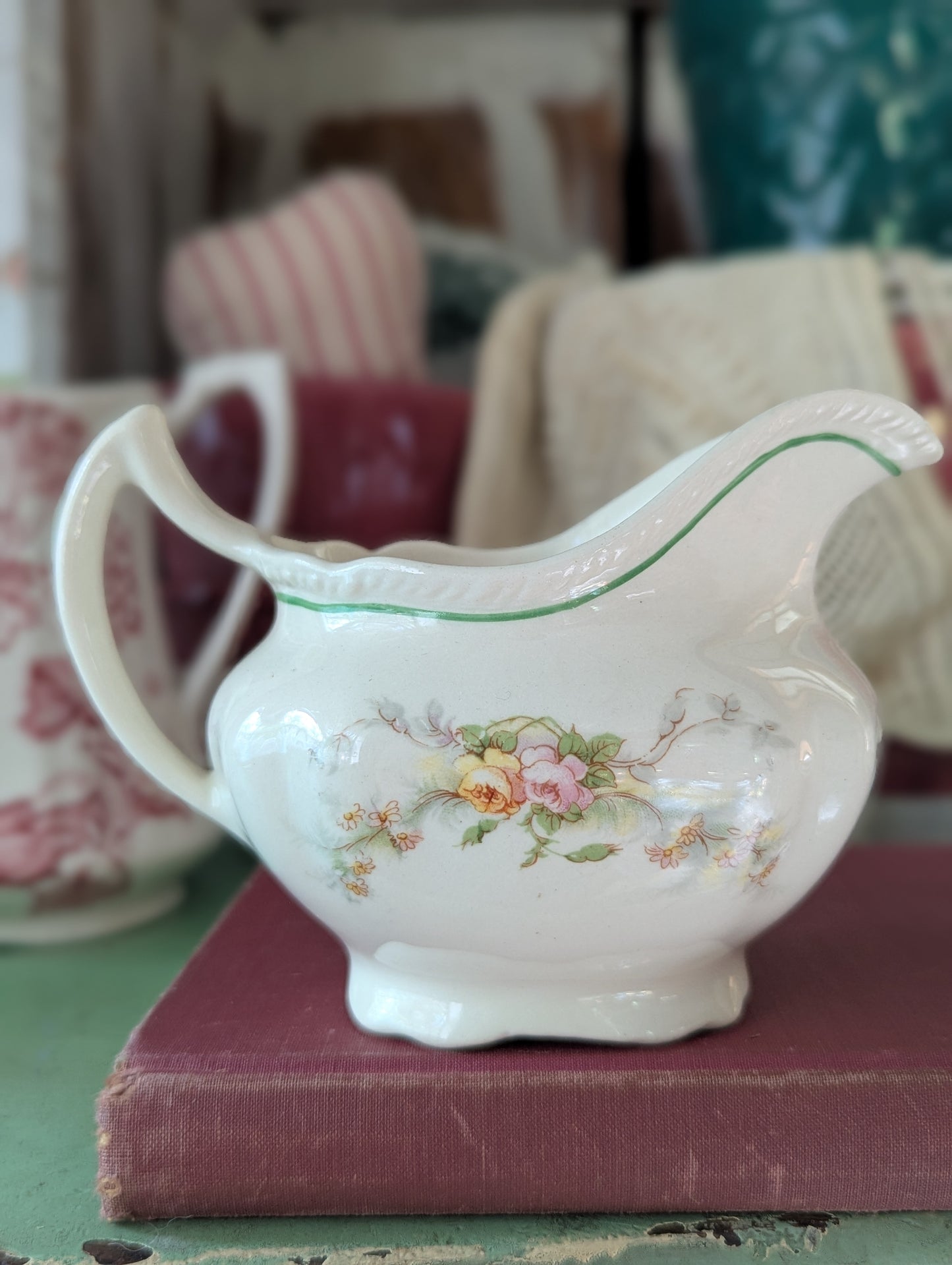 Harker 1840 floral pitcher/gravy boat