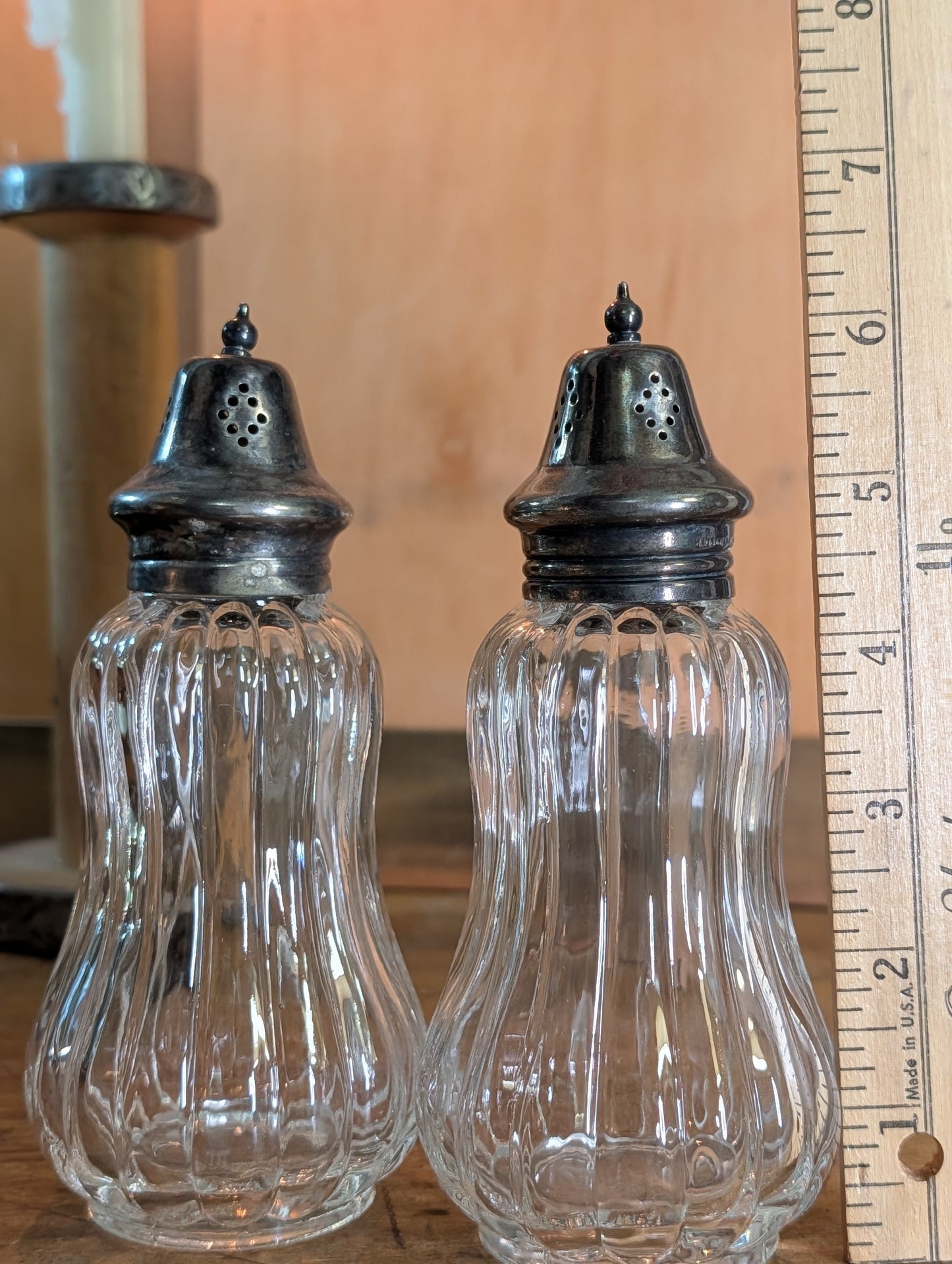 Glass and silver plate shakers