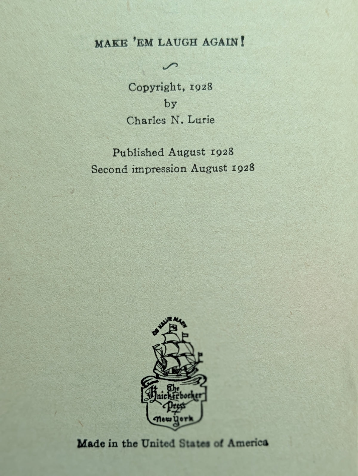 Make 'Em Laugh Again book