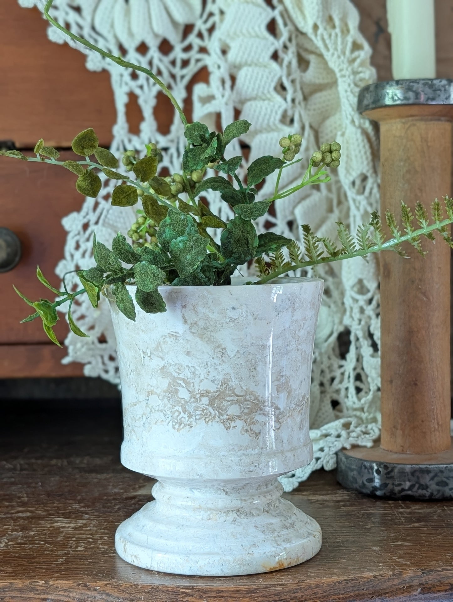 Marble pedestal cup/vase