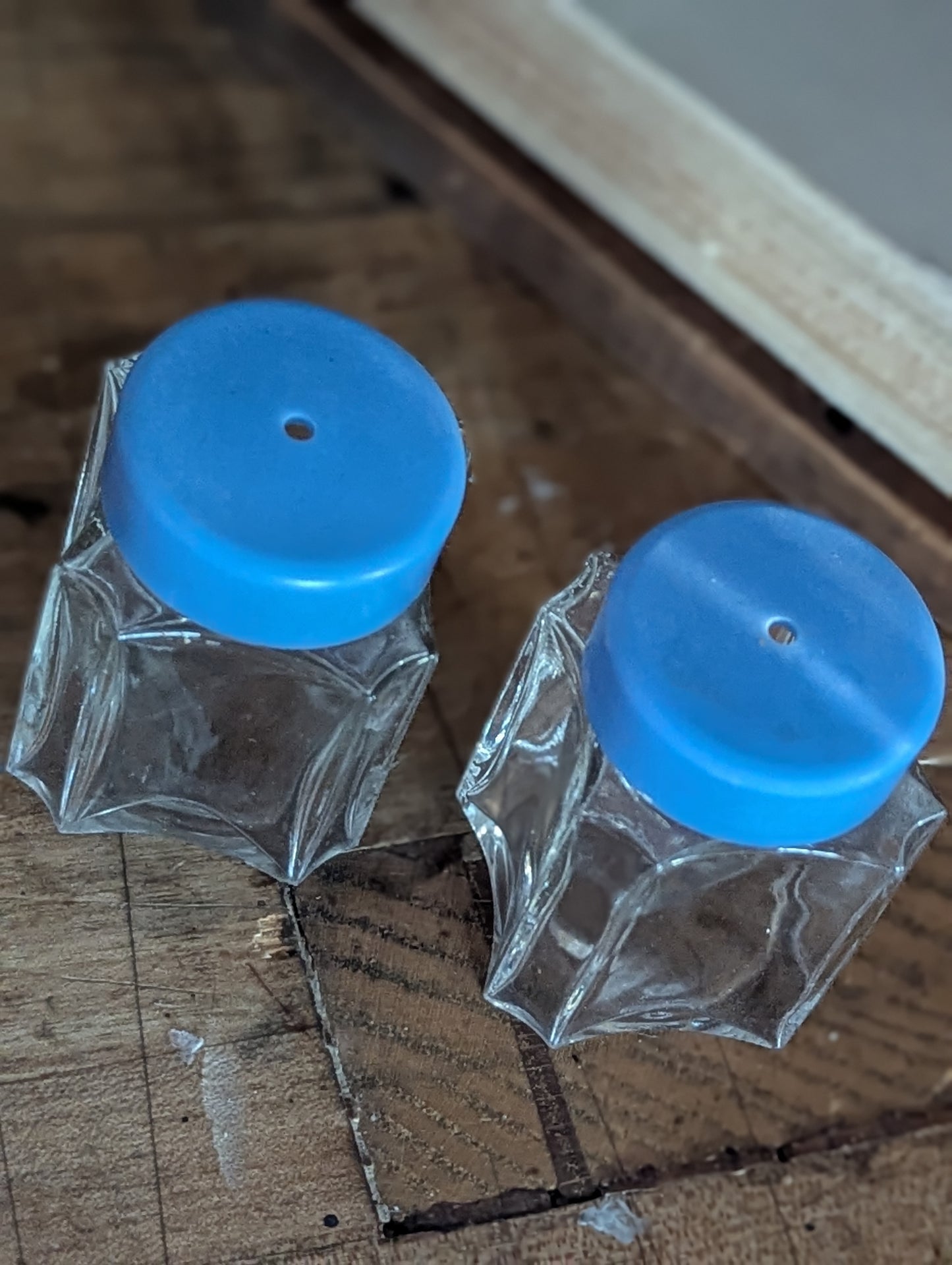 Glass and plastic periwinkle shaker set