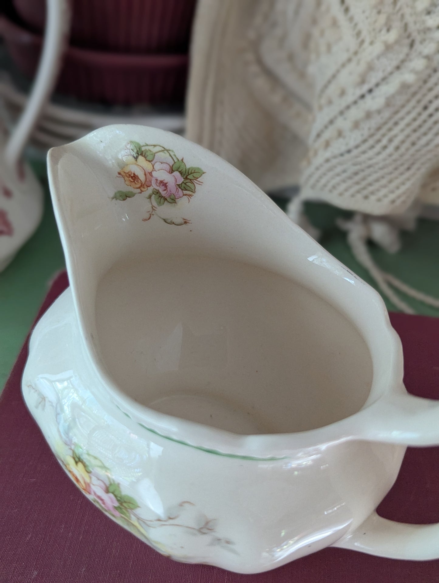 Harker 1840 floral pitcher/gravy boat